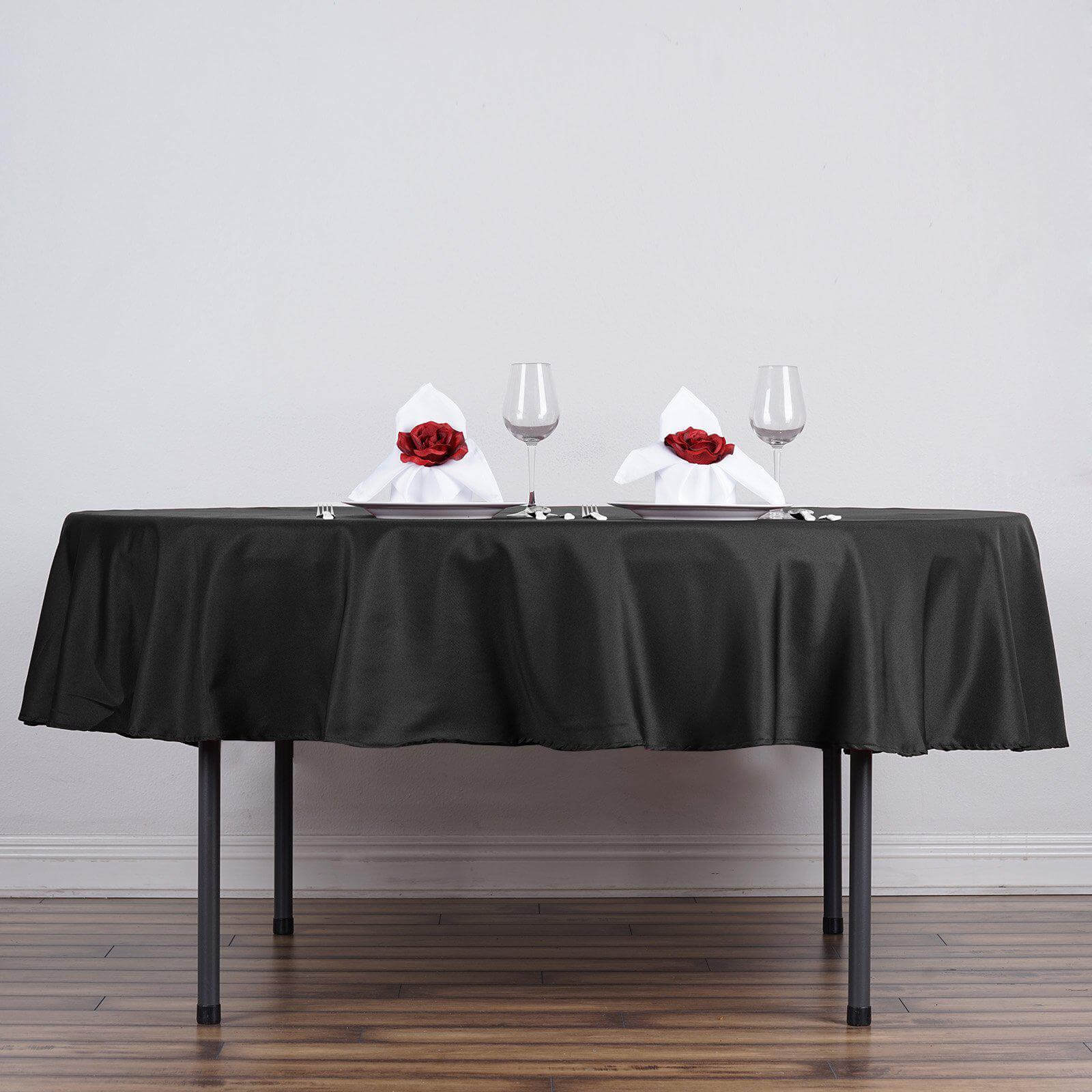 Polyester Round Tablecloth 90" Black with Durable Finish - Perfect for Events & Parties - Image 2