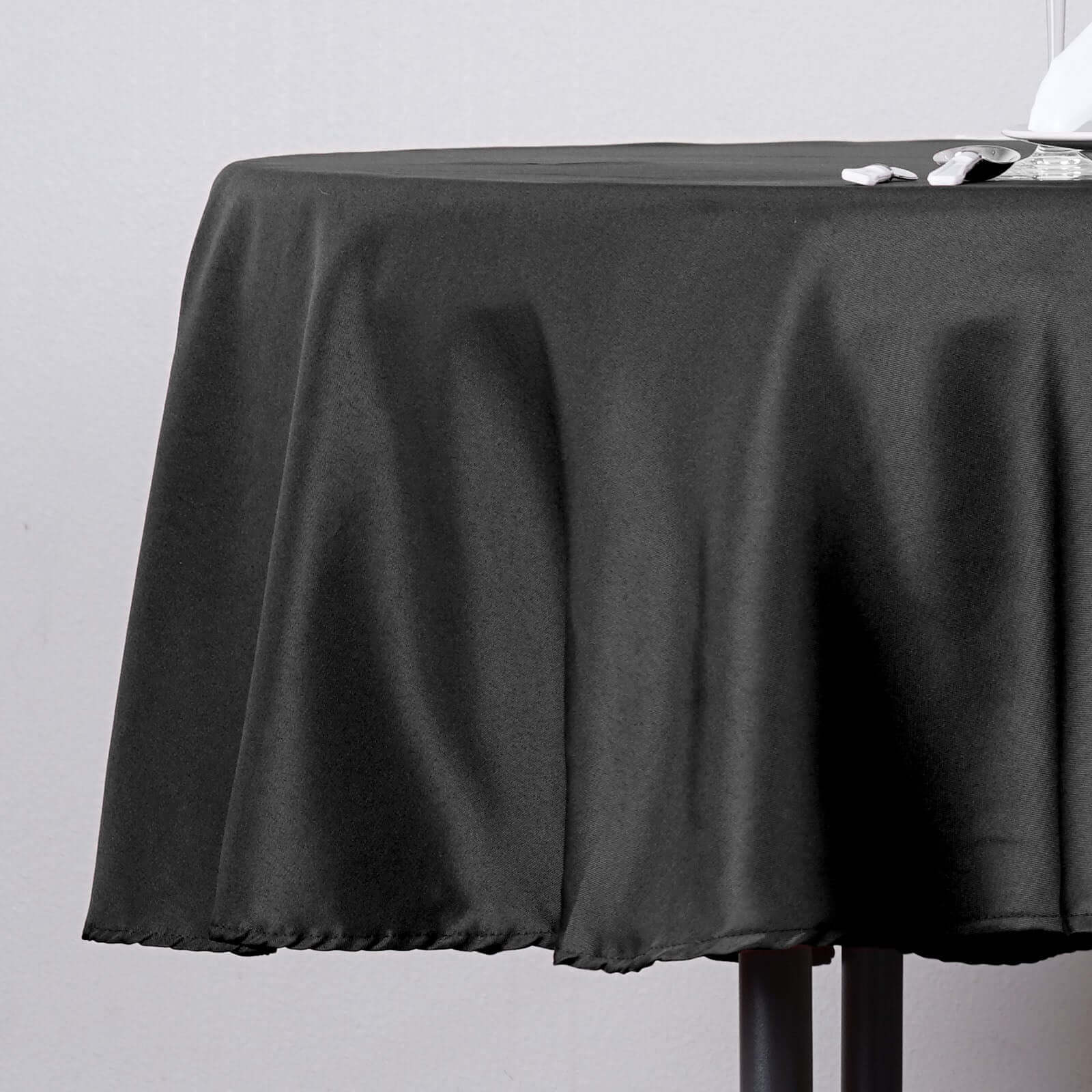 Polyester Round Tablecloth 90" Black with Durable Finish - Perfect for Events & Parties - Image 3