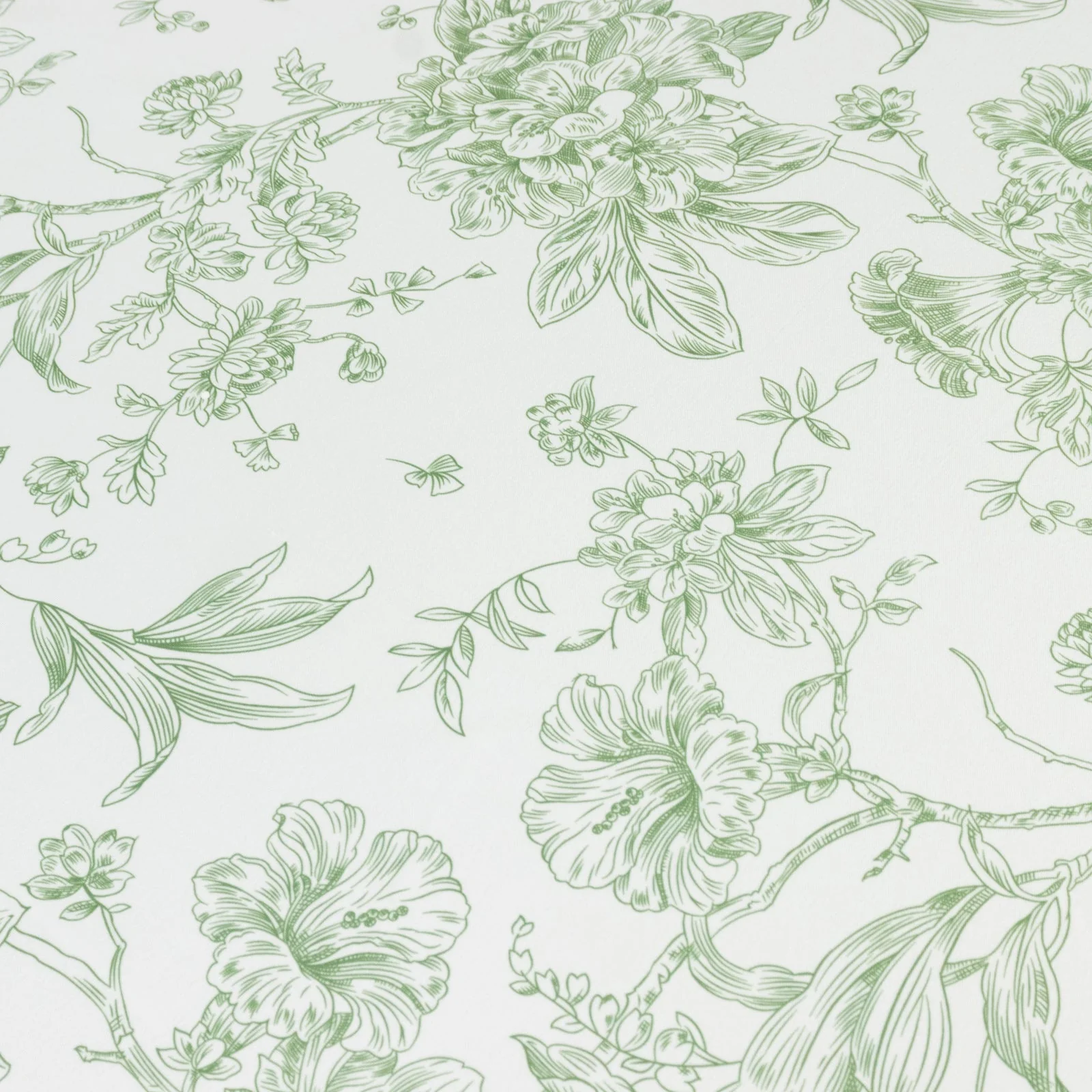 Polyester Round Tablecloth 90" White with Dusty Sage Green French Toile Pattern - Sophisticated Table Cover for Chic Weddings & Events - Image 5
