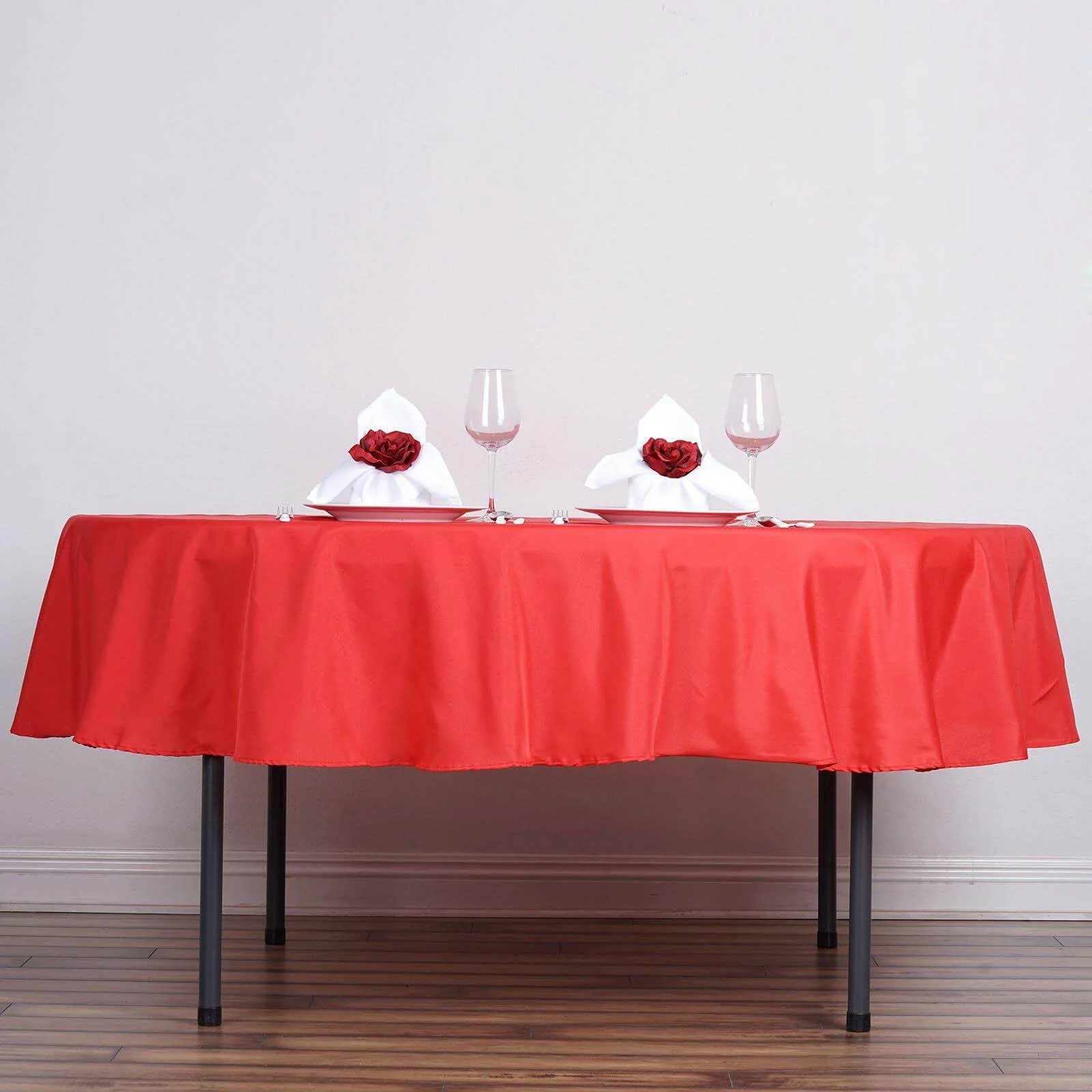 Polyester Round Tablecloth 90" Red - Reusable & Durable Table Cover - Image 2