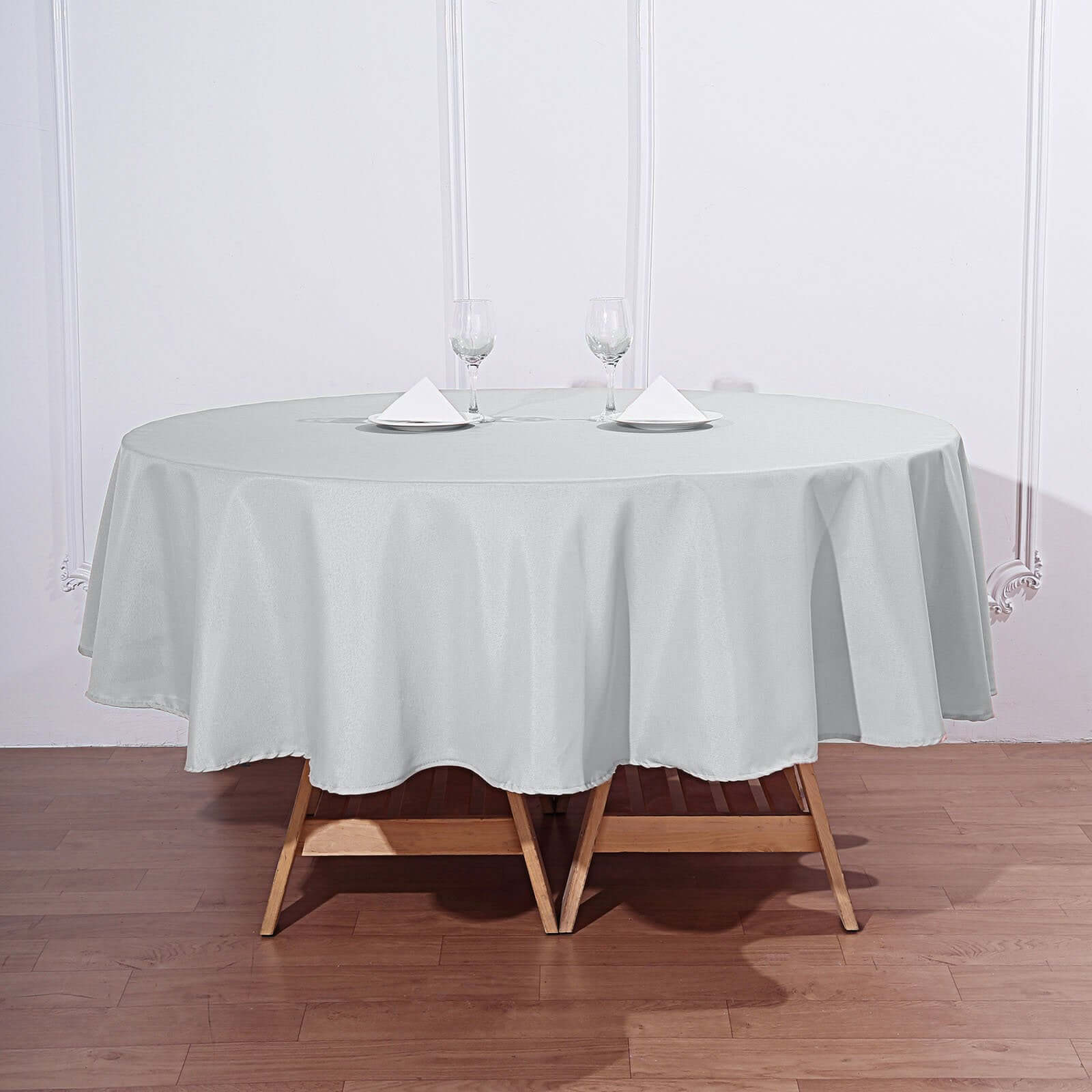 Polyester Round Tablecloth 90" Silver - Reusable & Durable Table Cover - Image 5
