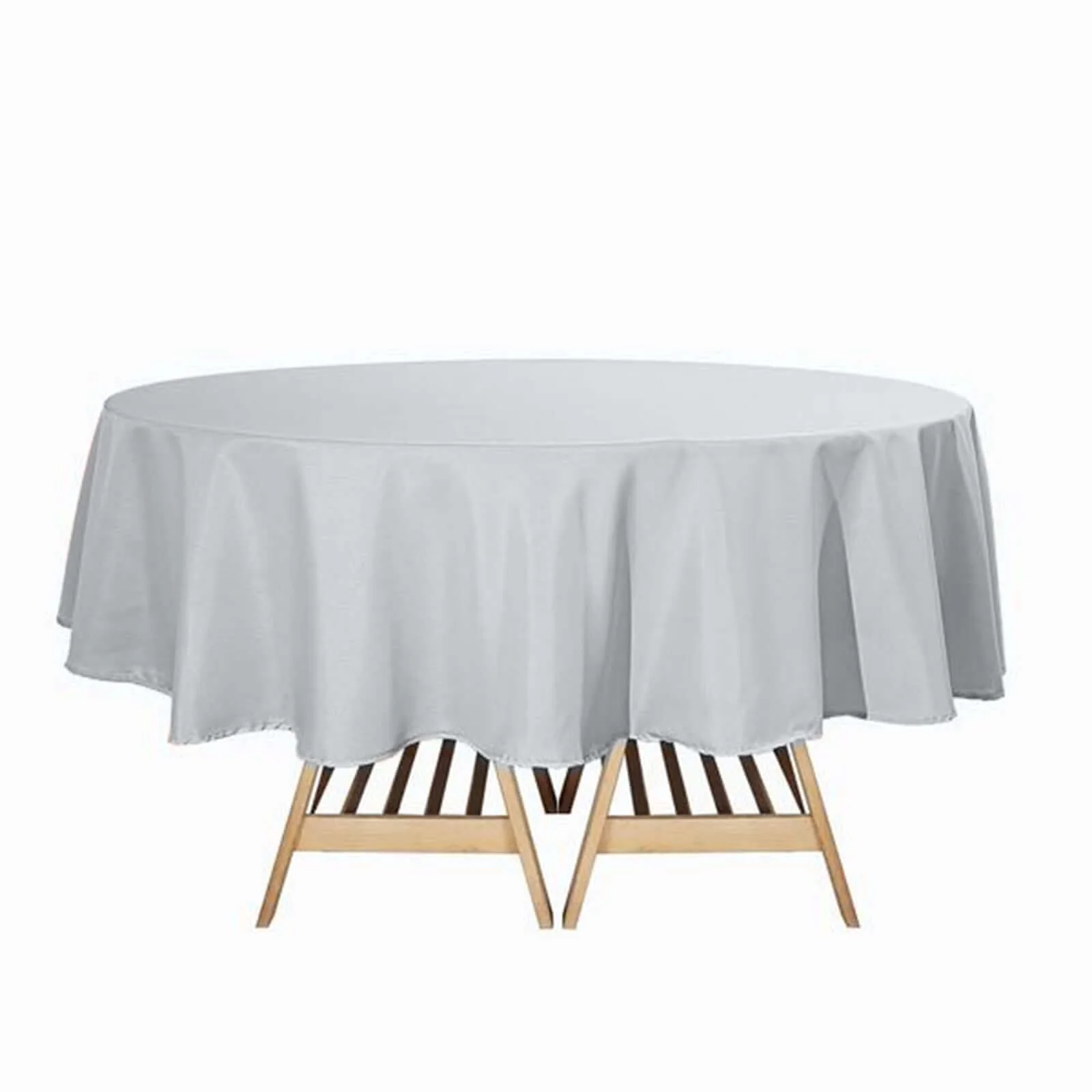 Polyester Round Tablecloth 90" Silver - Reusable & Durable Table Cover - Image 6