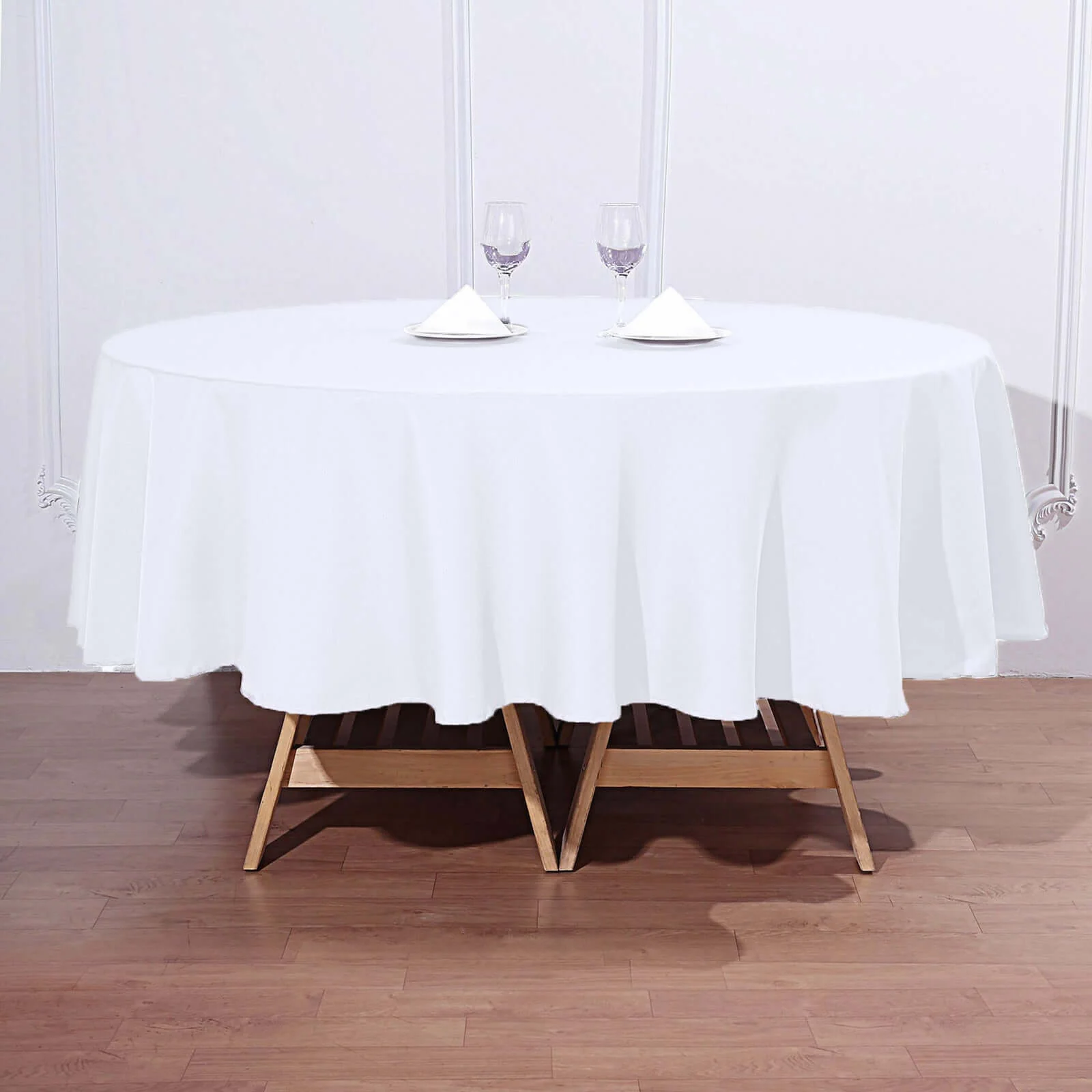 Polyester Round Tablecloth 90" White with Durable Finish - Perfect for Events & Parties