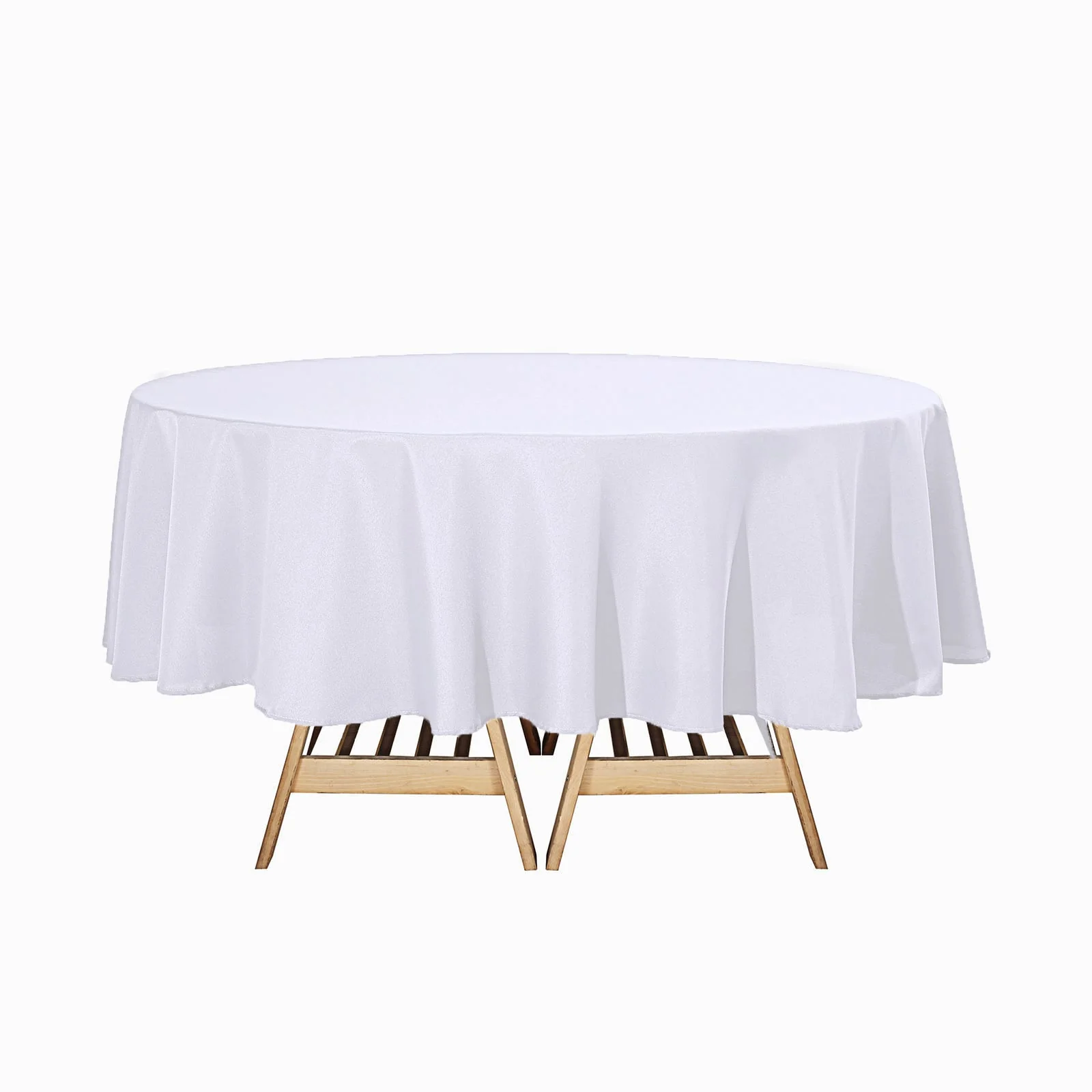 Polyester Round Tablecloth 90" White with Durable Finish - Perfect for Events & Parties - Image 2