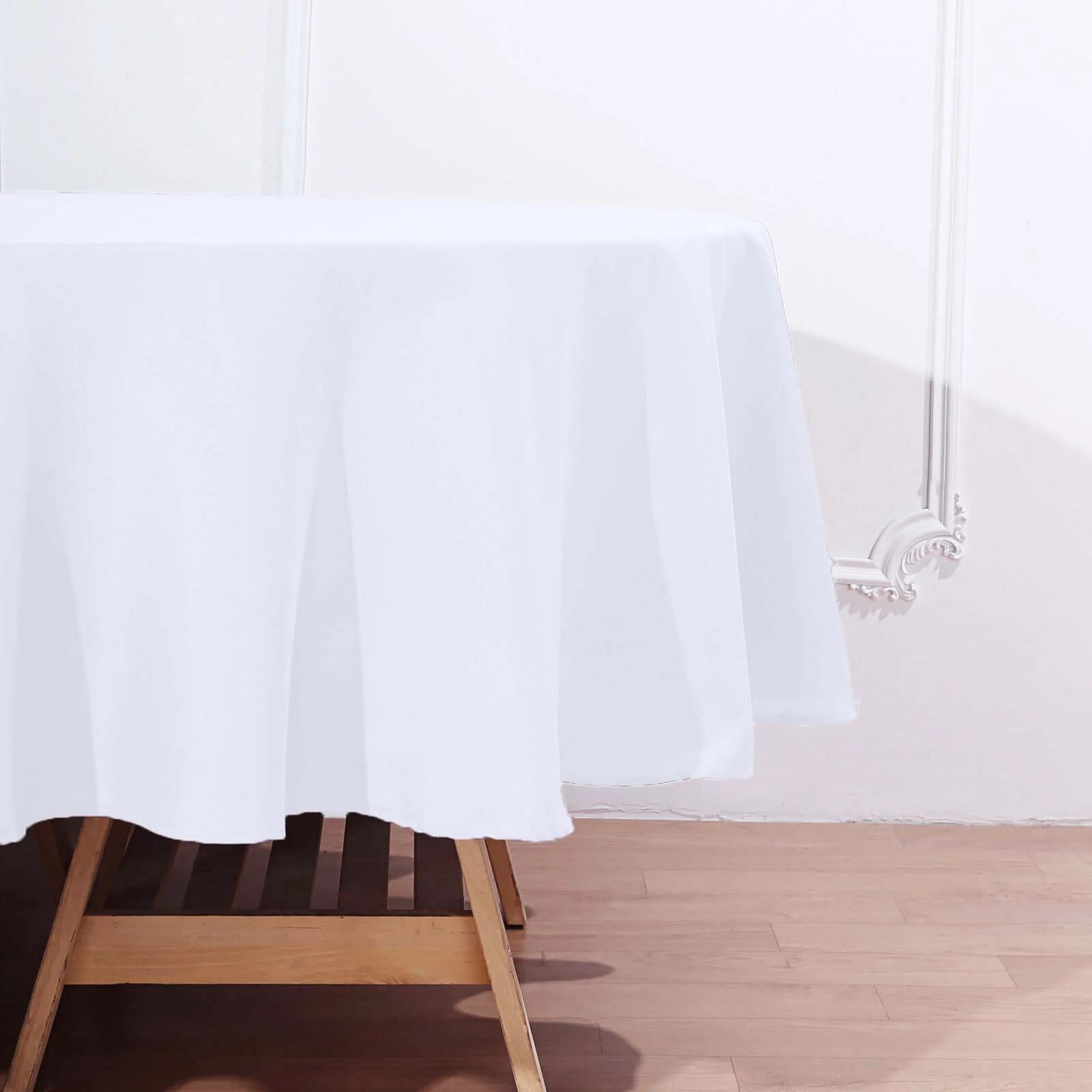 Polyester Round Tablecloth 90" White with Durable Finish - Perfect for Events & Parties - Image 7