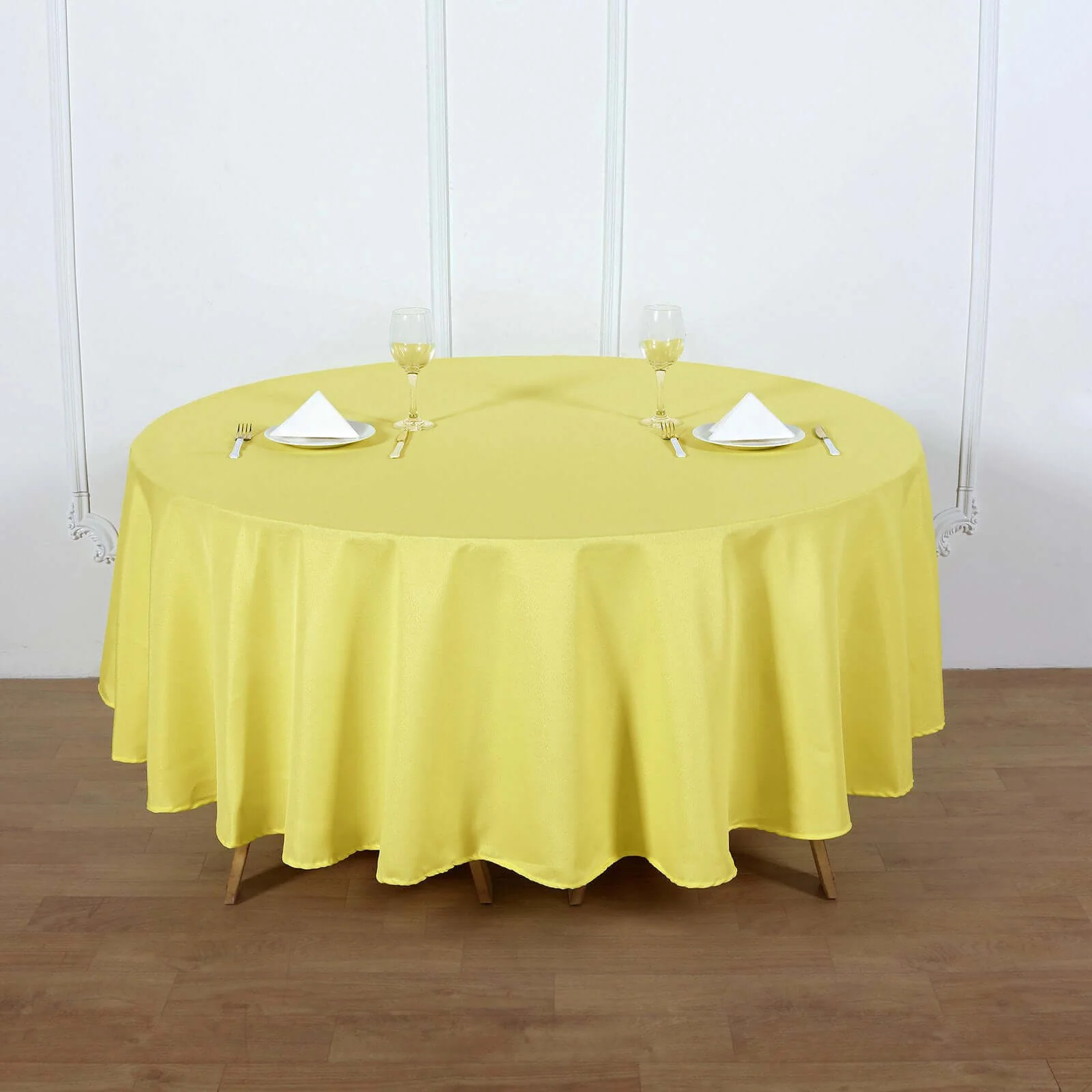 Polyester Round Tablecloth 90" Yellow - Reusable & Durable Table Cover