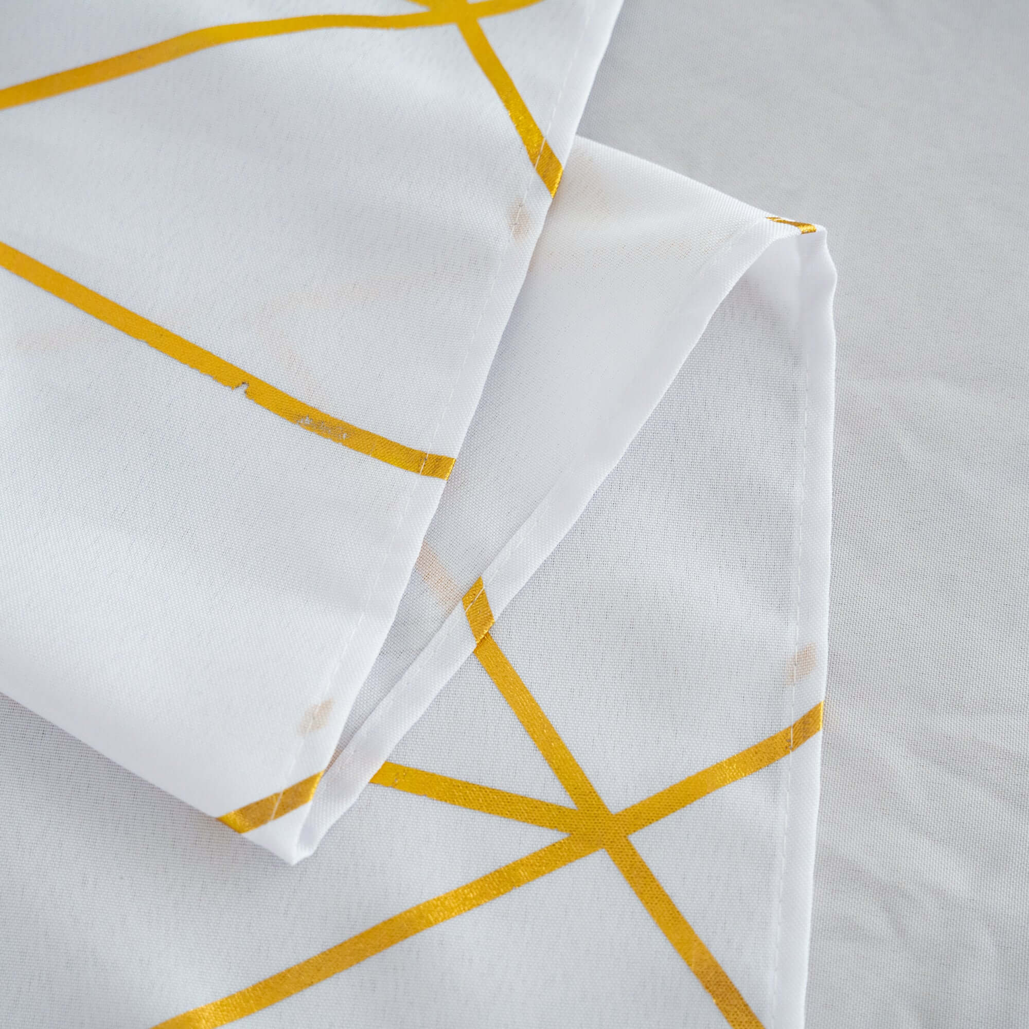 Polyester Square Overlay Tablecloth 54"x54" White with Gold Foil Geometric Pattern - Wrinkle-Resistant and Durable Table Topper for Chic Weddings & Events - Image 14