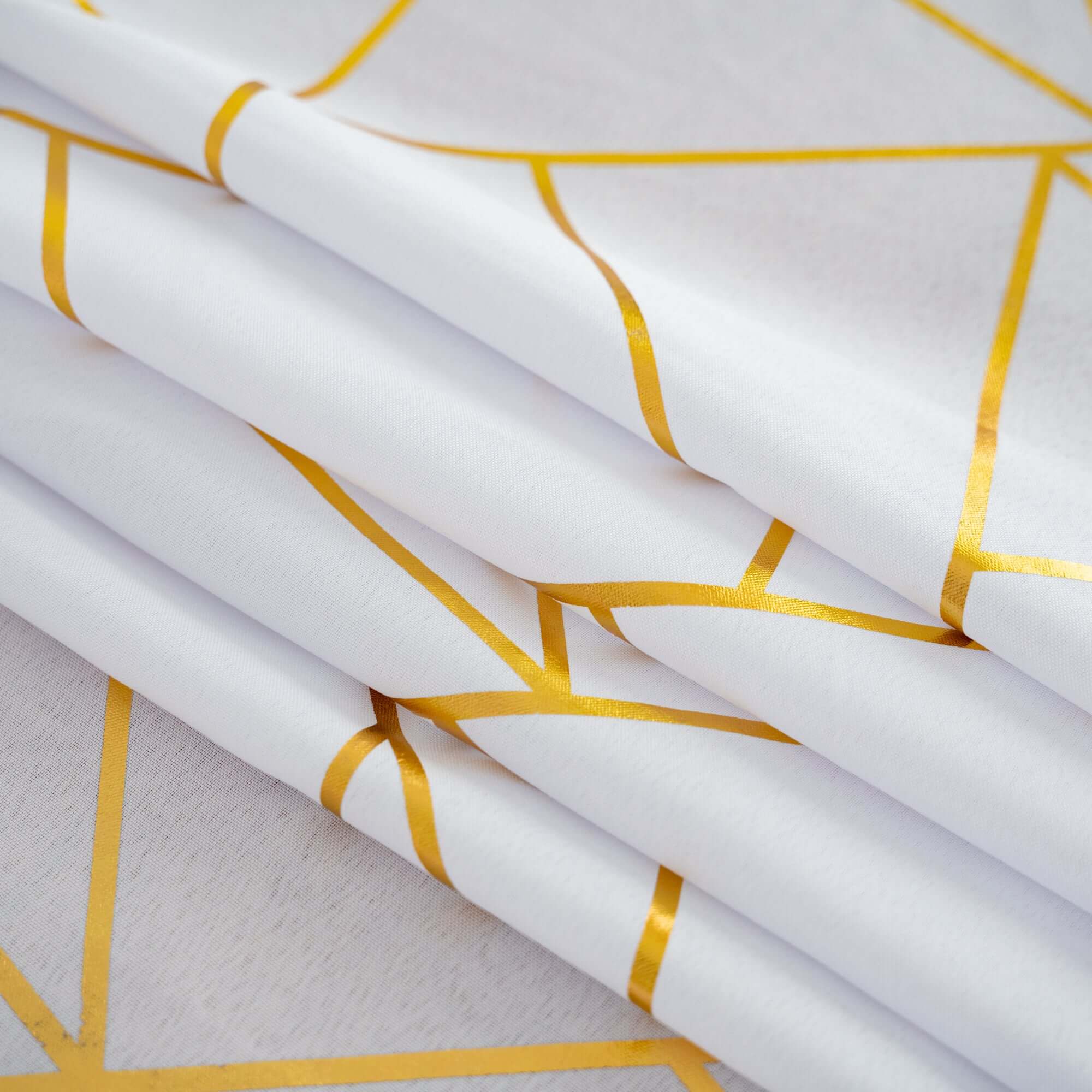 Polyester Square Overlay Tablecloth 54"x54" White with Gold Foil Geometric Pattern - Wrinkle-Resistant and Durable Table Topper for Chic Weddings & Events - Image 15