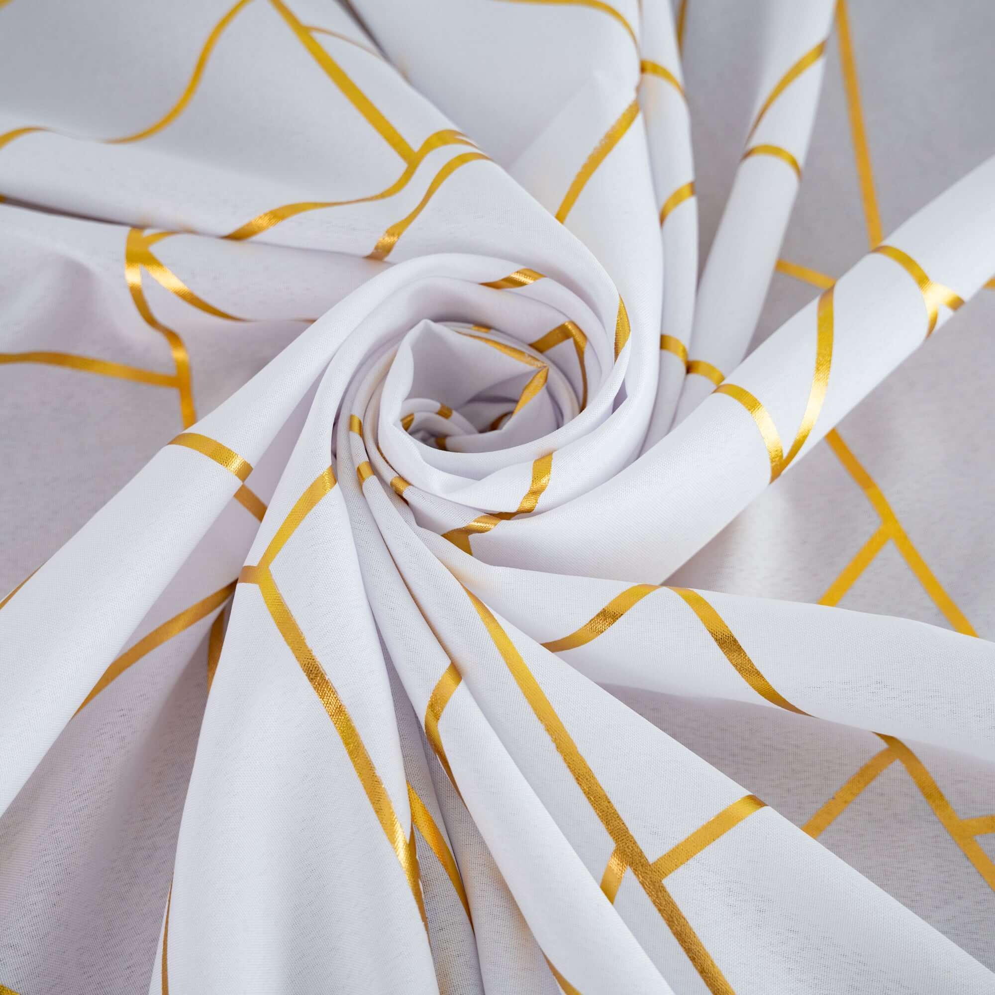 Polyester Square Overlay Tablecloth 54"x54" White with Gold Foil Geometric Pattern - Wrinkle-Resistant and Durable Table Topper for Chic Weddings & Events - Image 16