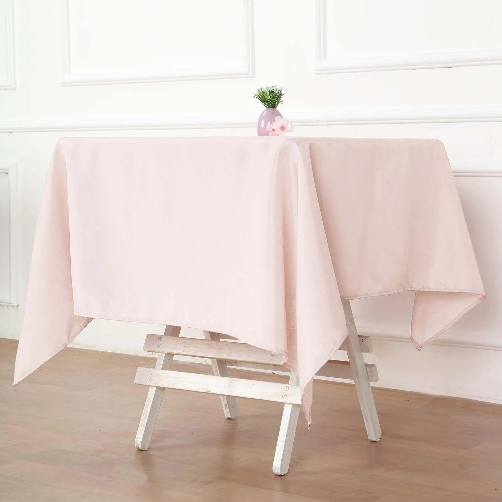 Polyester Square Table Overlay 54"x54" Blush - Wrinkle-Resistant Table Topper - Image 5