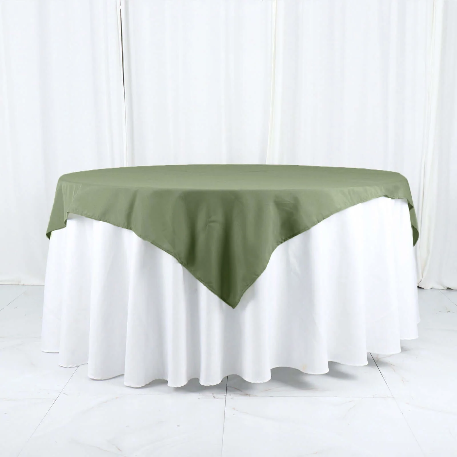 Polyester Square Table Overlay 54"x54" Dusty Sage Green - Wrinkle-Resistant Table Topper - Image 6