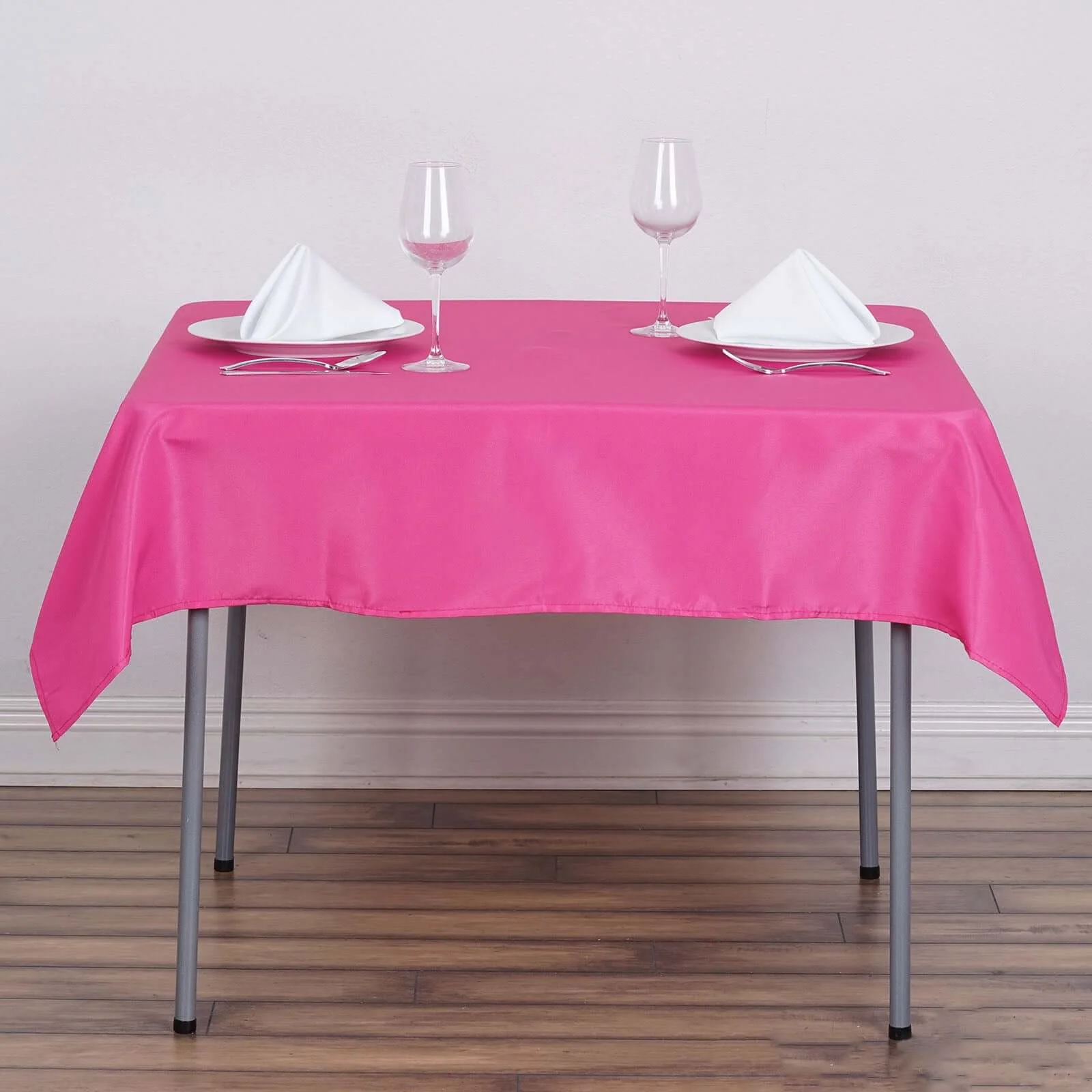 Polyester Square Table Overlay 54"x54" Fuchsia - Wrinkle-Resistant Table Topper - Image 2