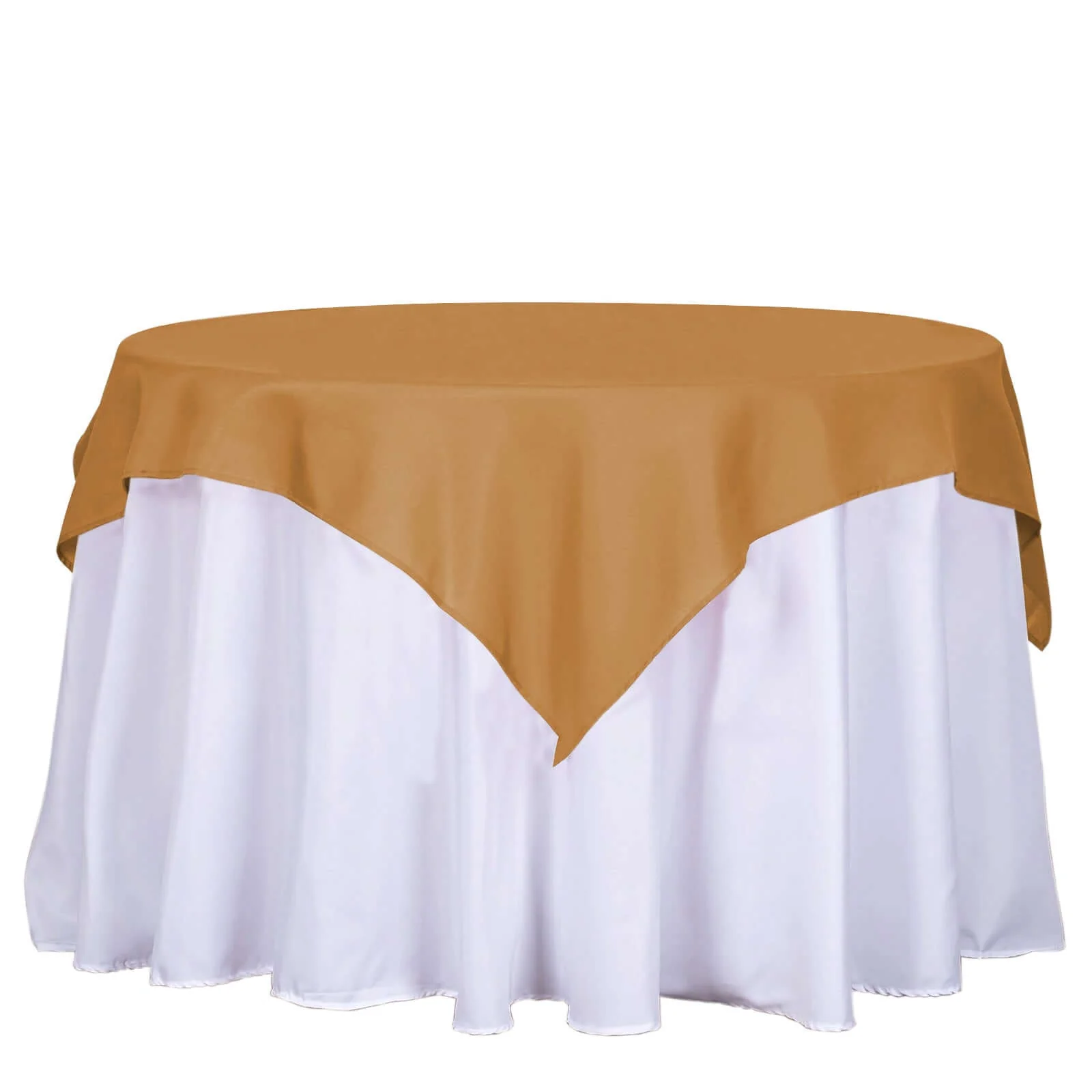 Polyester Square Table Overlay 54"x54" Gold - Wrinkle-Resistant Table Topper for Classy Weddings & Events - Image 7