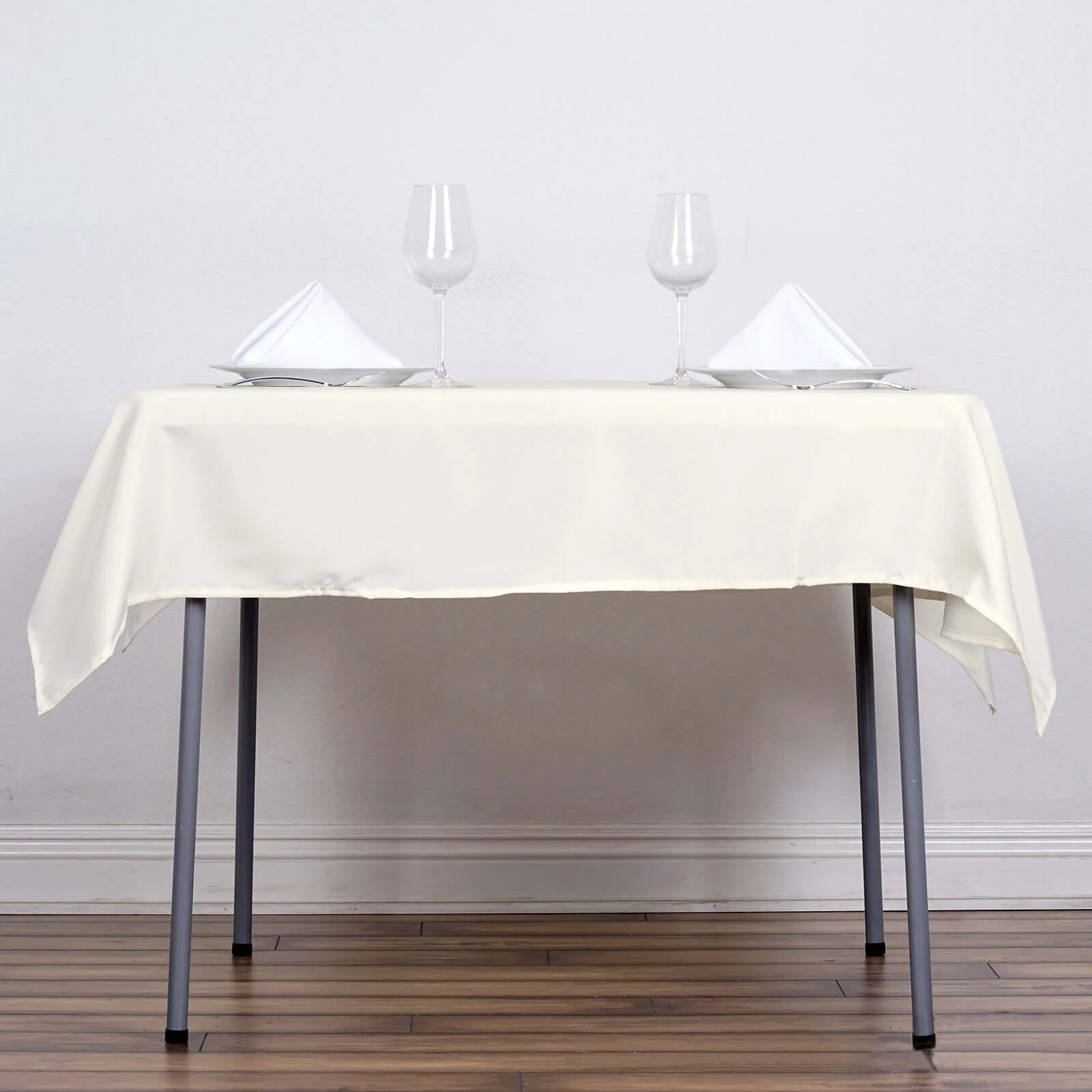 Polyester Square Table Overlay 54"x54" Ivory - Wrinkle-Resistant Table Topper - Image 3