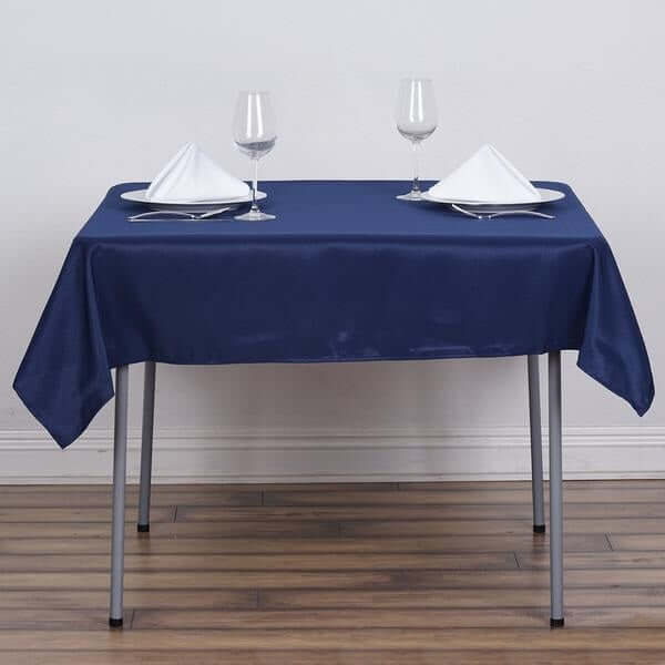 Polyester Square Table Overlay 54"x54" Navy Blue - Wrinkle-Resistant Table Topper - Image 2