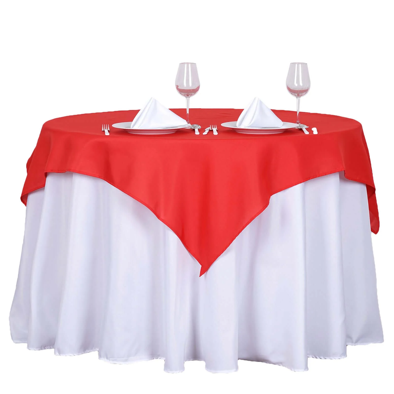 Polyester Square Table Overlay 54"x54" Red - Wrinkle-Resistant Table Topper - Image 7