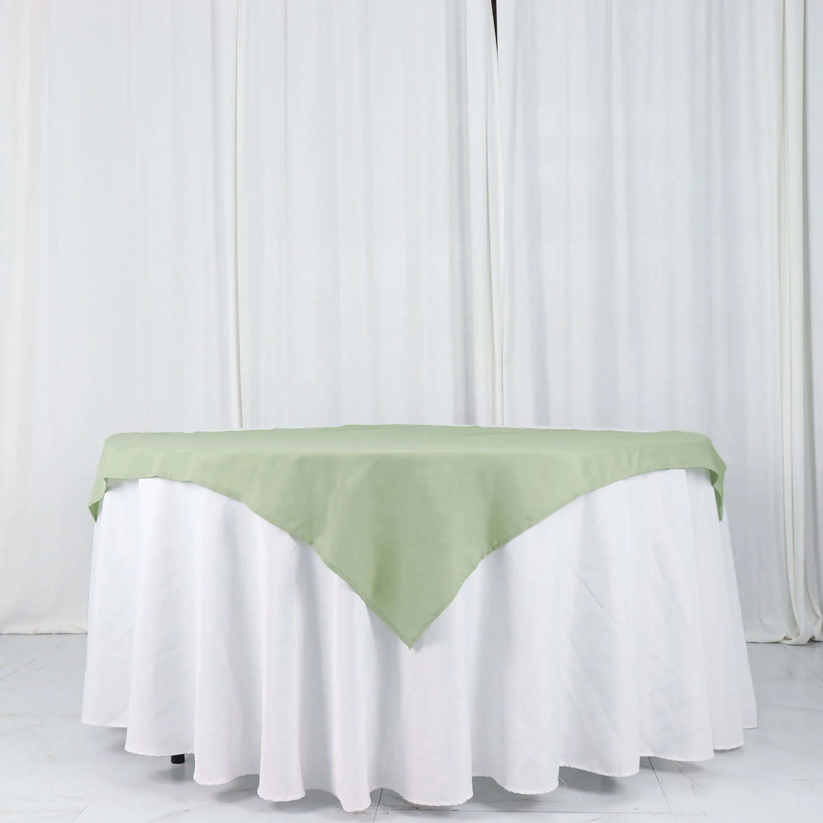 Polyester Square Table Overlay 54"x54" Sage Green - Wrinkle-Resistant Table Topper