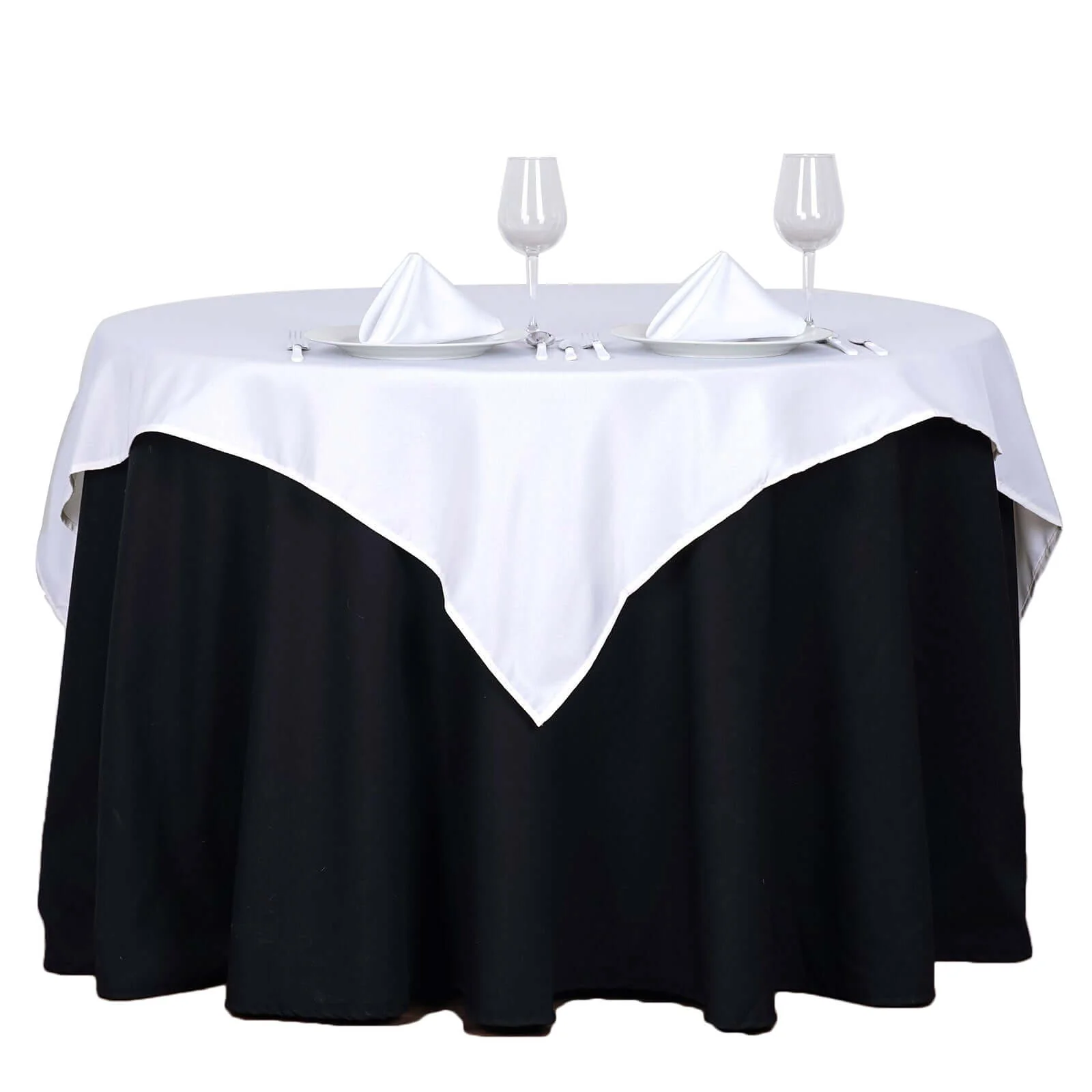 Polyester Square Table Overlay 54"x54" White - Wrinkle-Resistant Table Topper for Classy Weddings & Events - Image 7