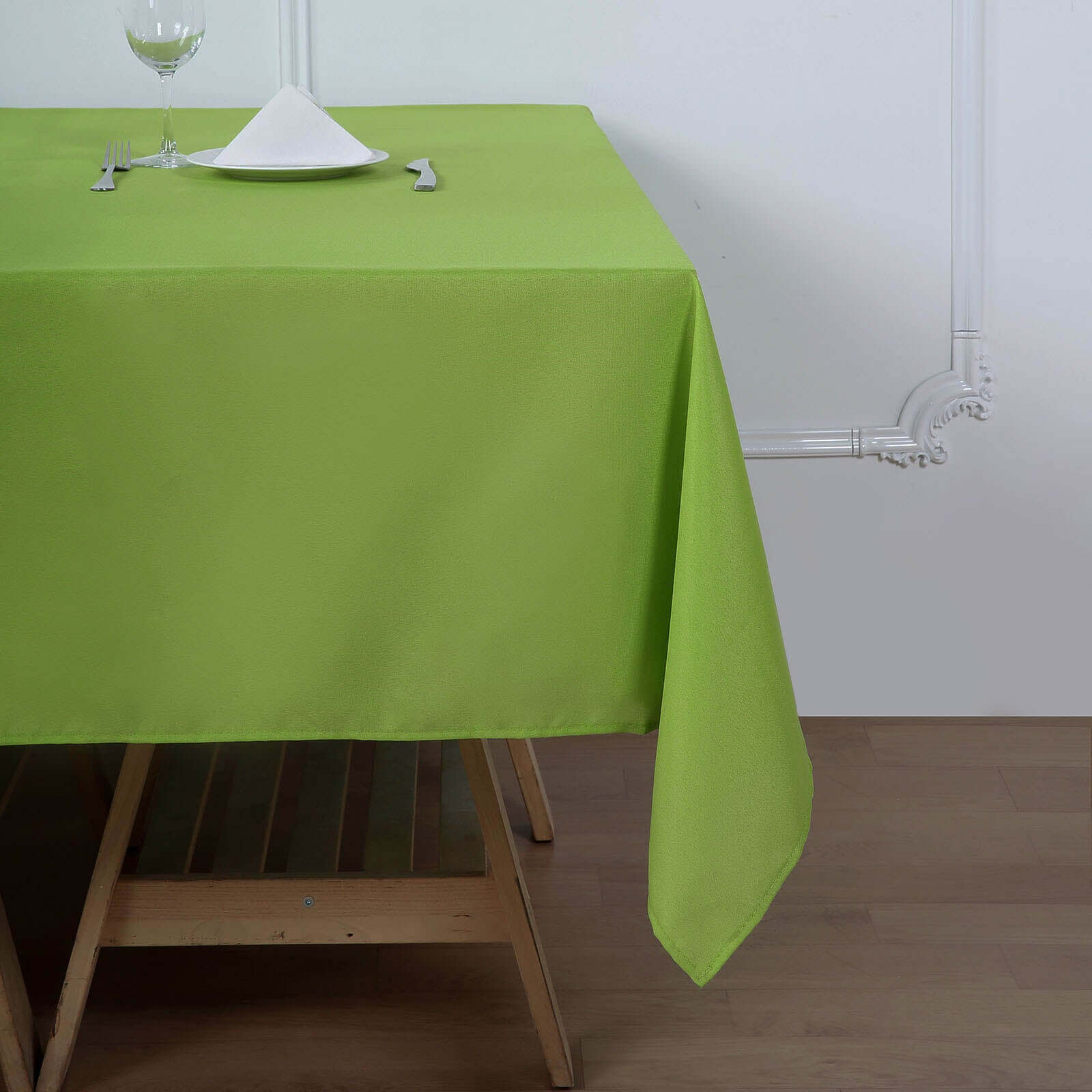 Polyester Square Table Overlay 70"x70" Apple Green - Wrinkle-Resistant Table Topper - Image 3