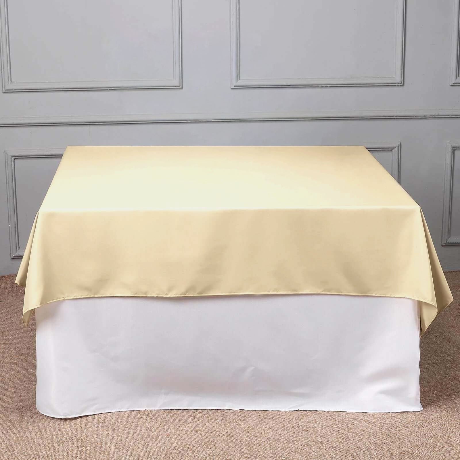 Polyester Square Table Overlay 70"x70" Beige - Wrinkle-Resistant Table Topper - Image 2