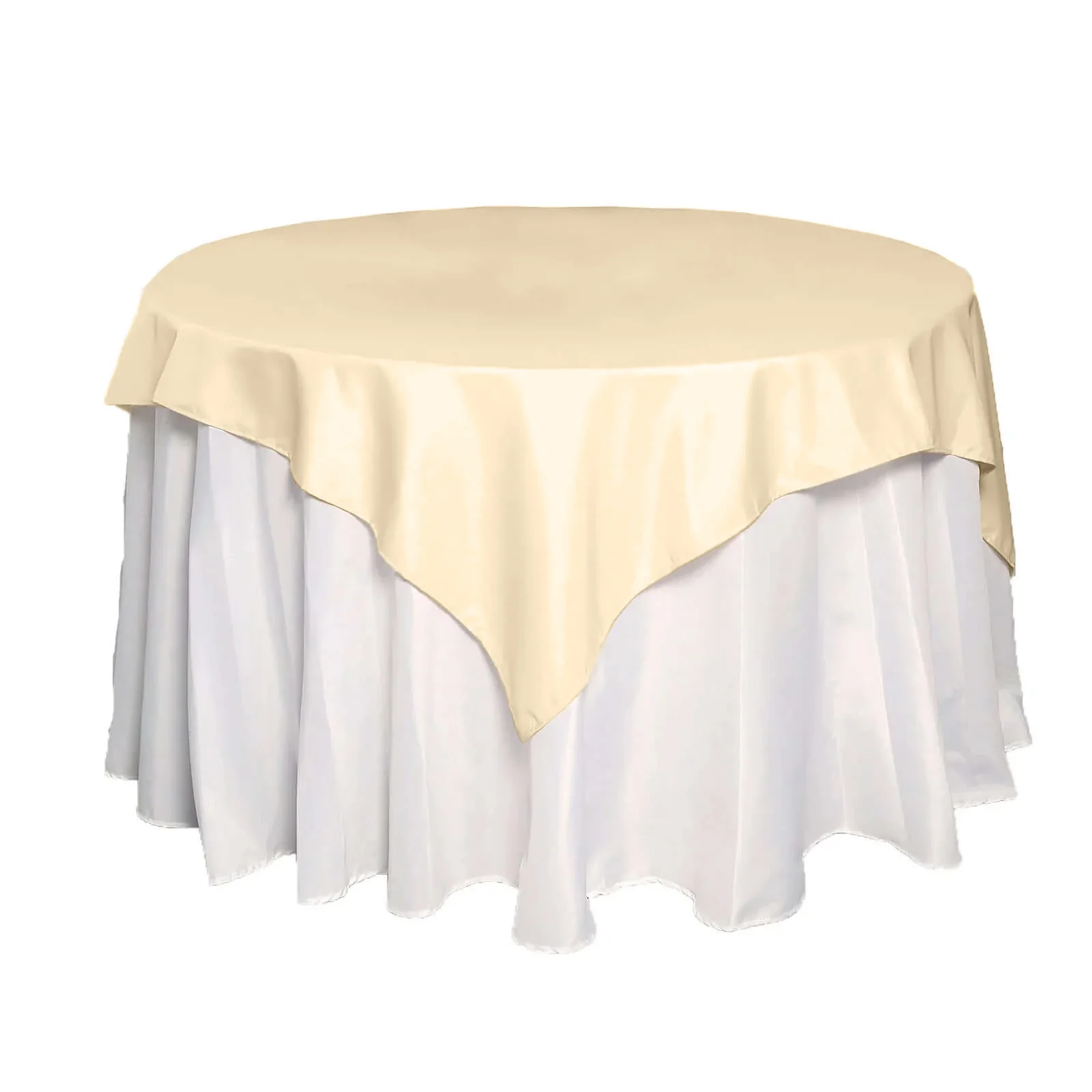 Polyester Square Table Overlay 70"x70" Beige - Wrinkle-Resistant Table Topper - Image 7