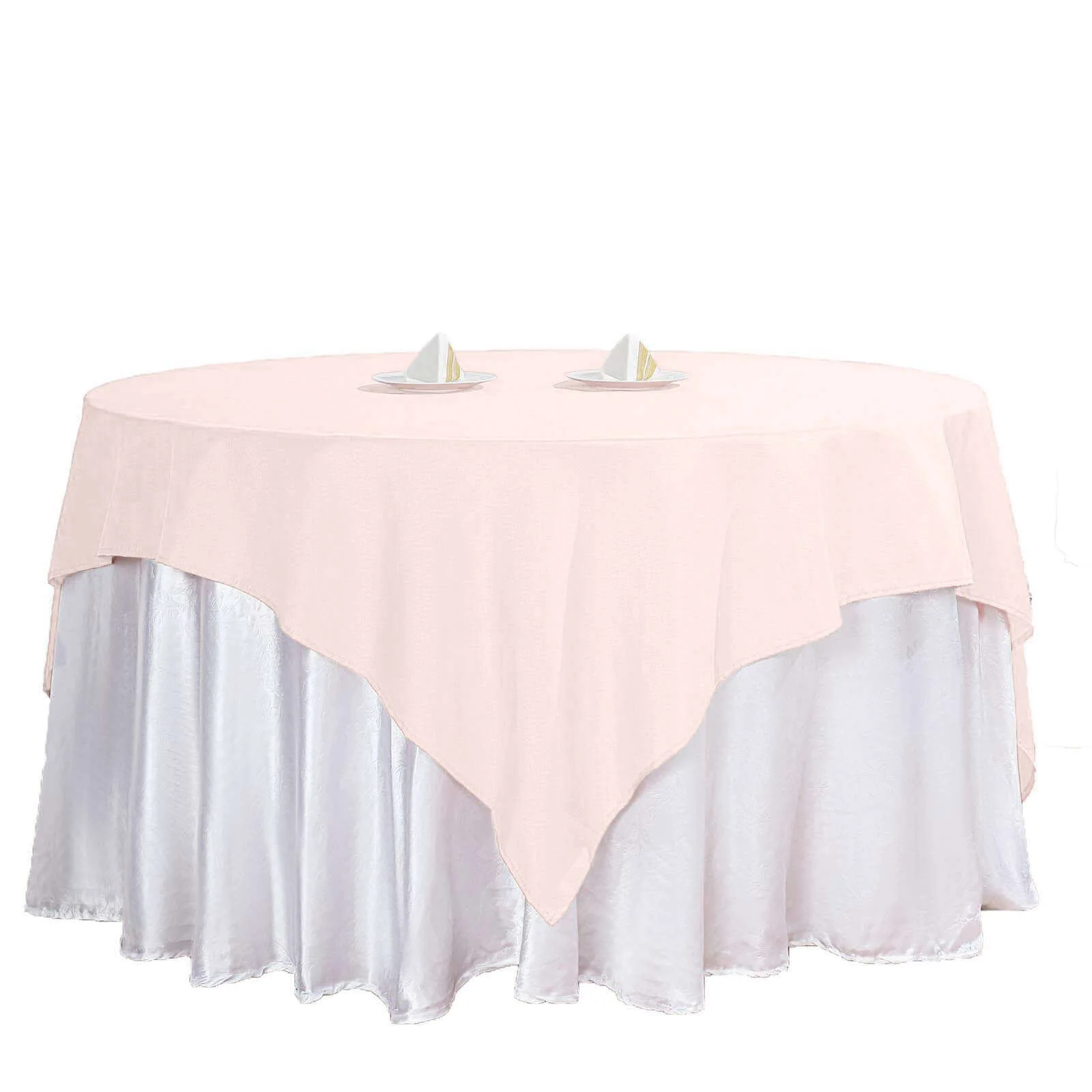 Polyester Square Table Overlay 70"x70" Blush - Wrinkle-Resistant Table Topper - Image 6