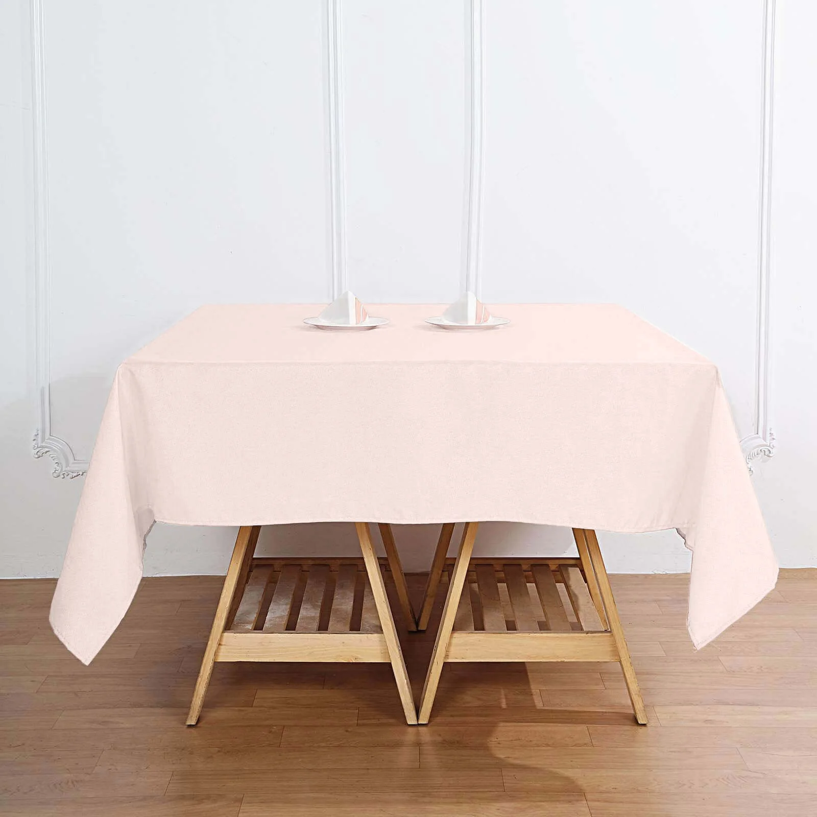Polyester Square Table Overlay 70"x70" Blush - Wrinkle-Resistant Table Topper - Image 8