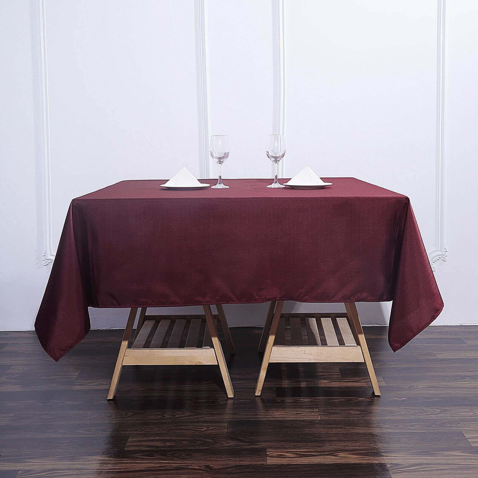 Polyester Square Table Overlay 70"x70" Burgundy - Wrinkle-Resistant Table Topper - Image 4