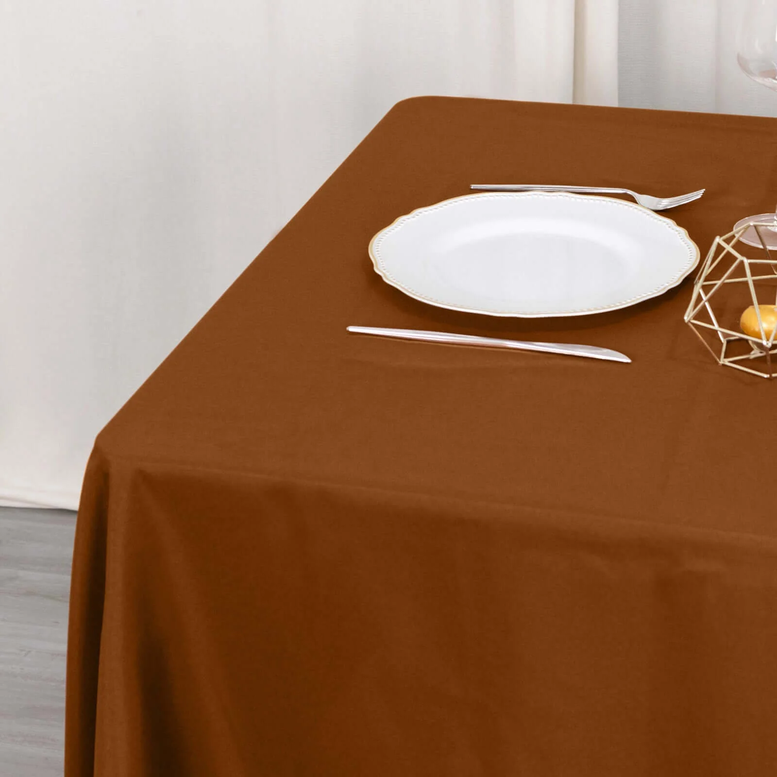 Polyester Square Table Overlay 70"x70" Cinnamon Brown - Wrinkle-Resistant Table Topper - Image 2