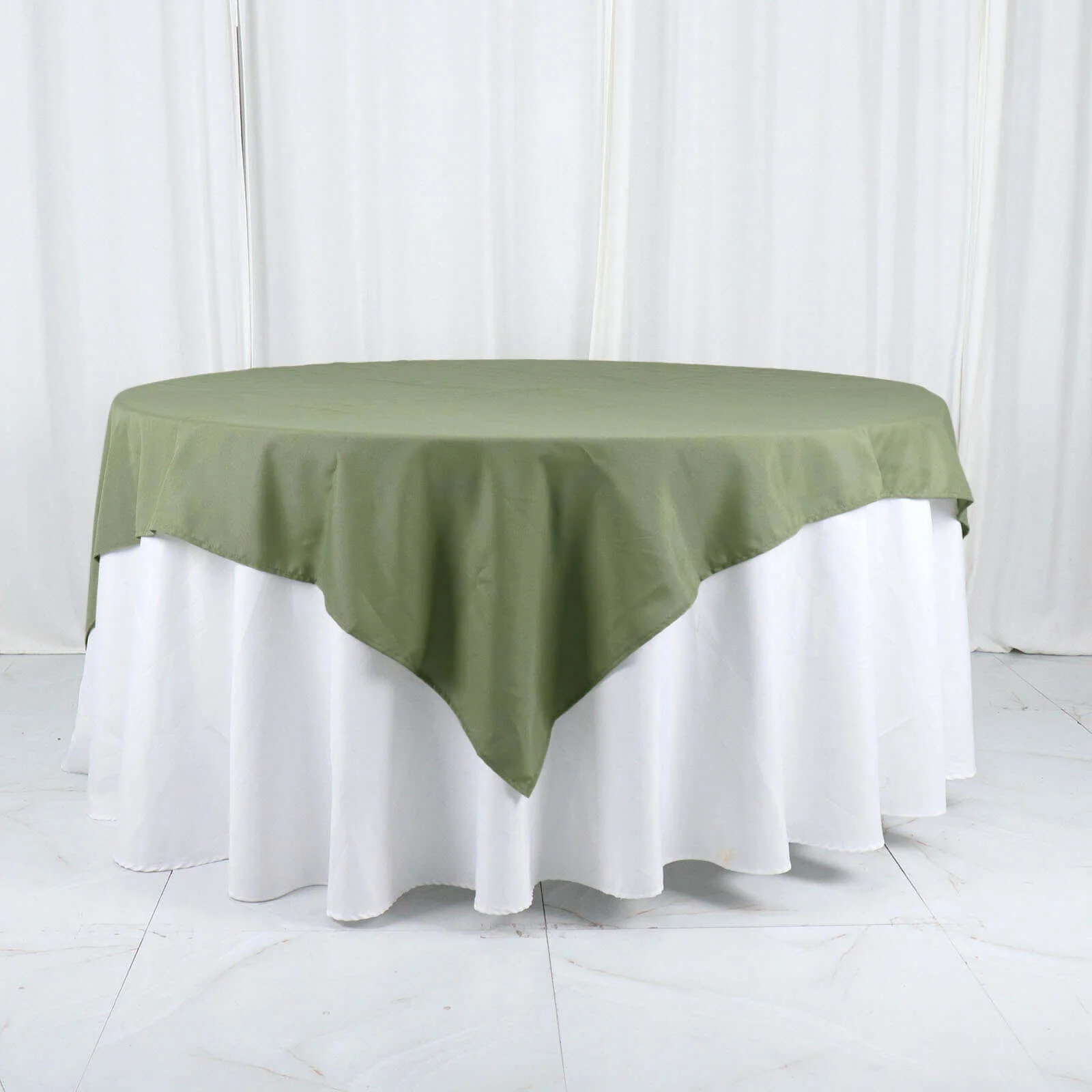 Polyester Square Table Overlay 70"x70" Dusty Sage Green - Wrinkle-Resistant Table Topper - Image 5