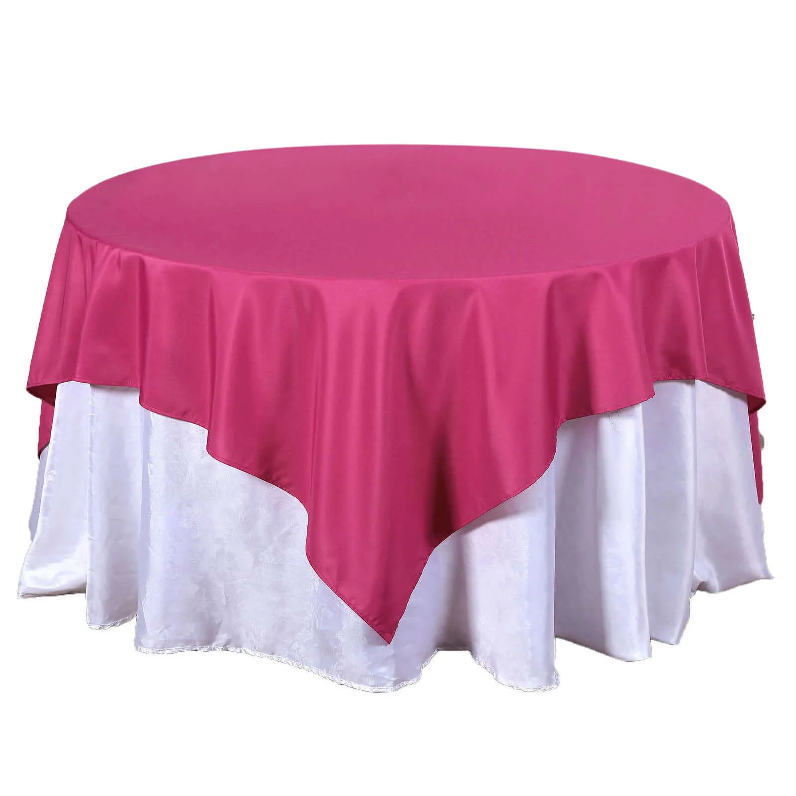 Polyester Square Table Overlay 70"x70" Fuchsia - Wrinkle-Resistant Table Topper - Image 7