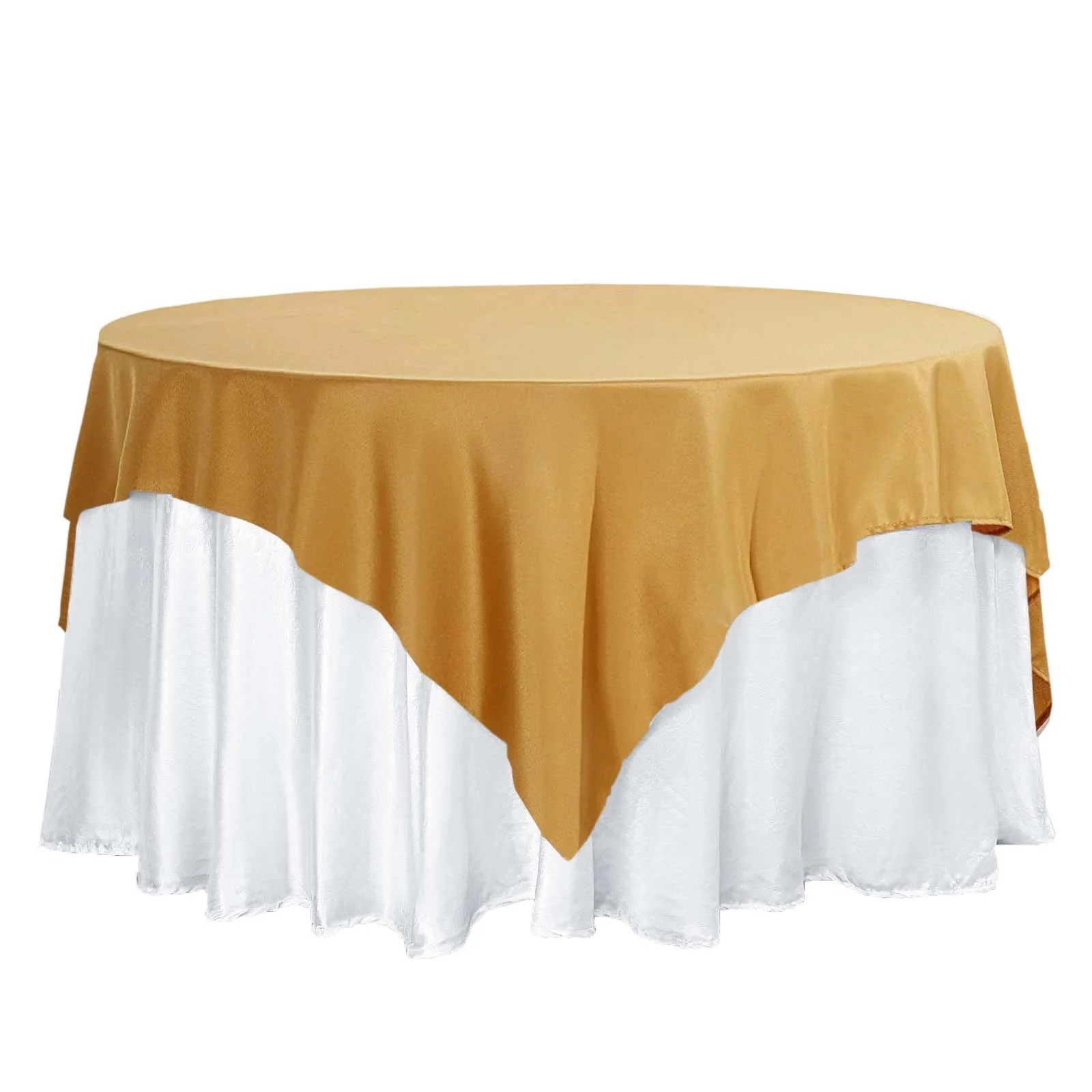 Polyester Square Table Overlay 70"x70" Gold - Wrinkle-Resistant Table Topper for Weddings & Events - Image 7