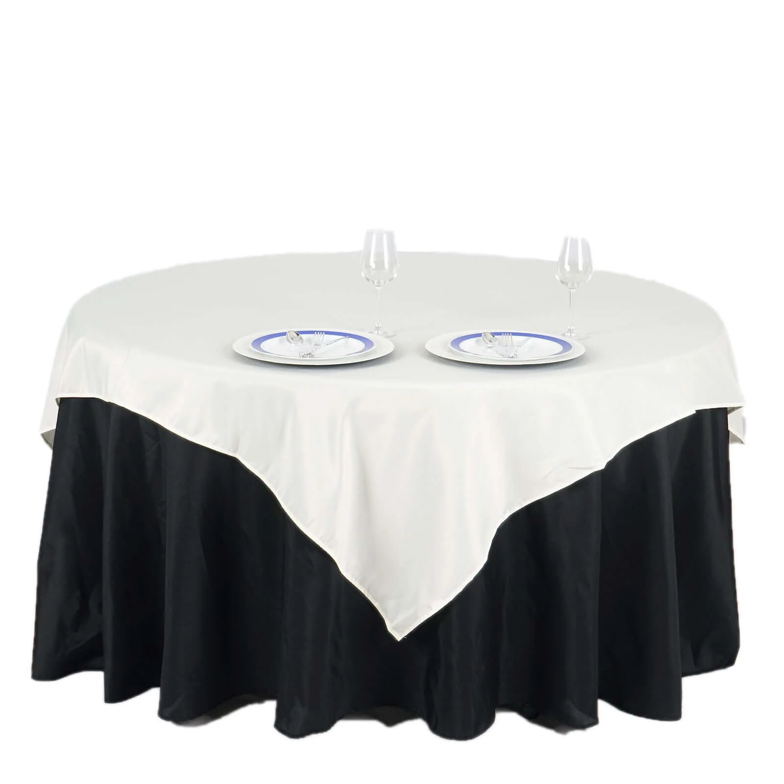 Polyester Square Table Overlay 70"x70" Ivory - Wrinkle-Resistant Table Topper - Image 7