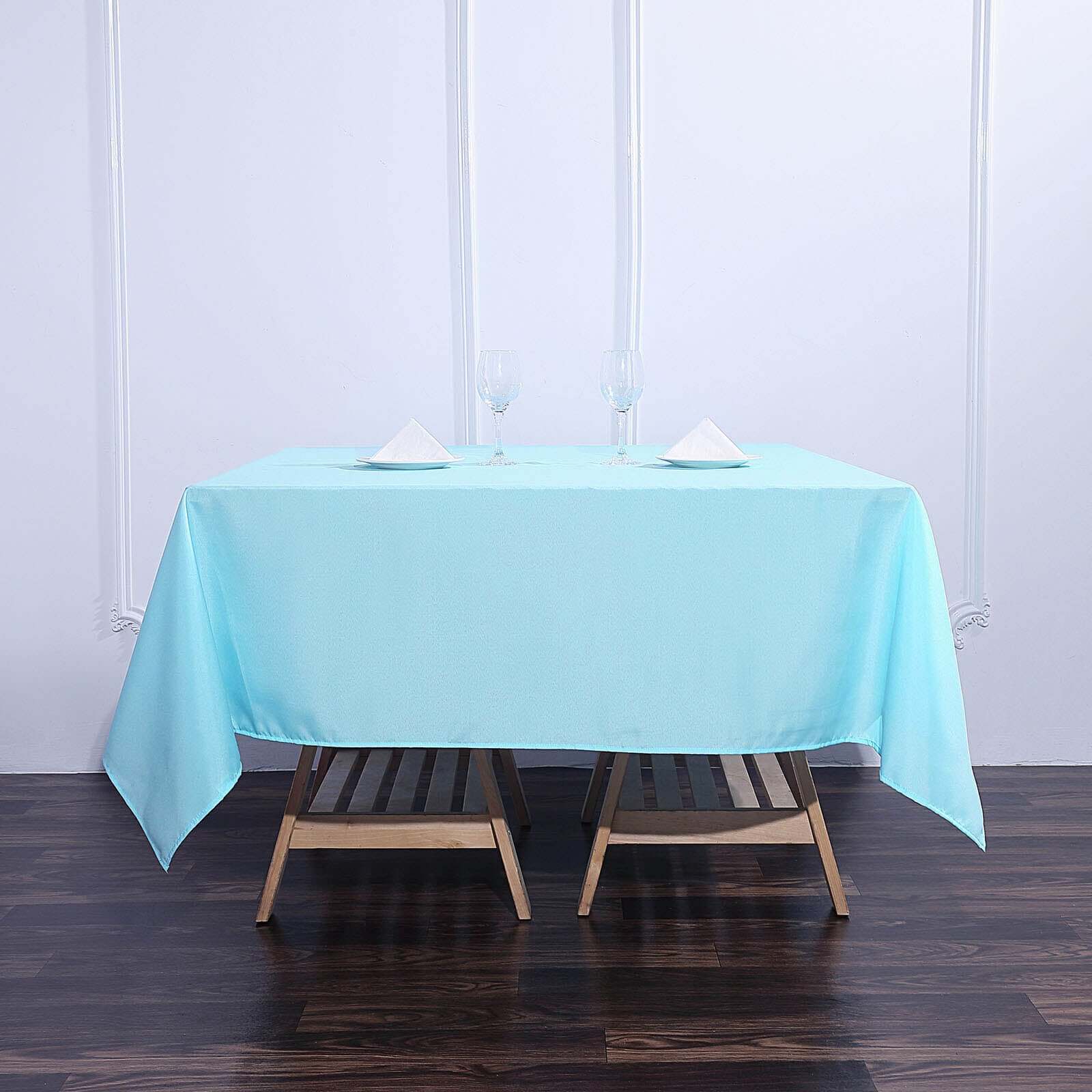 Polyester Square Table Overlay 70"x70" Light Blue - Wrinkle-Resistant Table Topper - Image 5