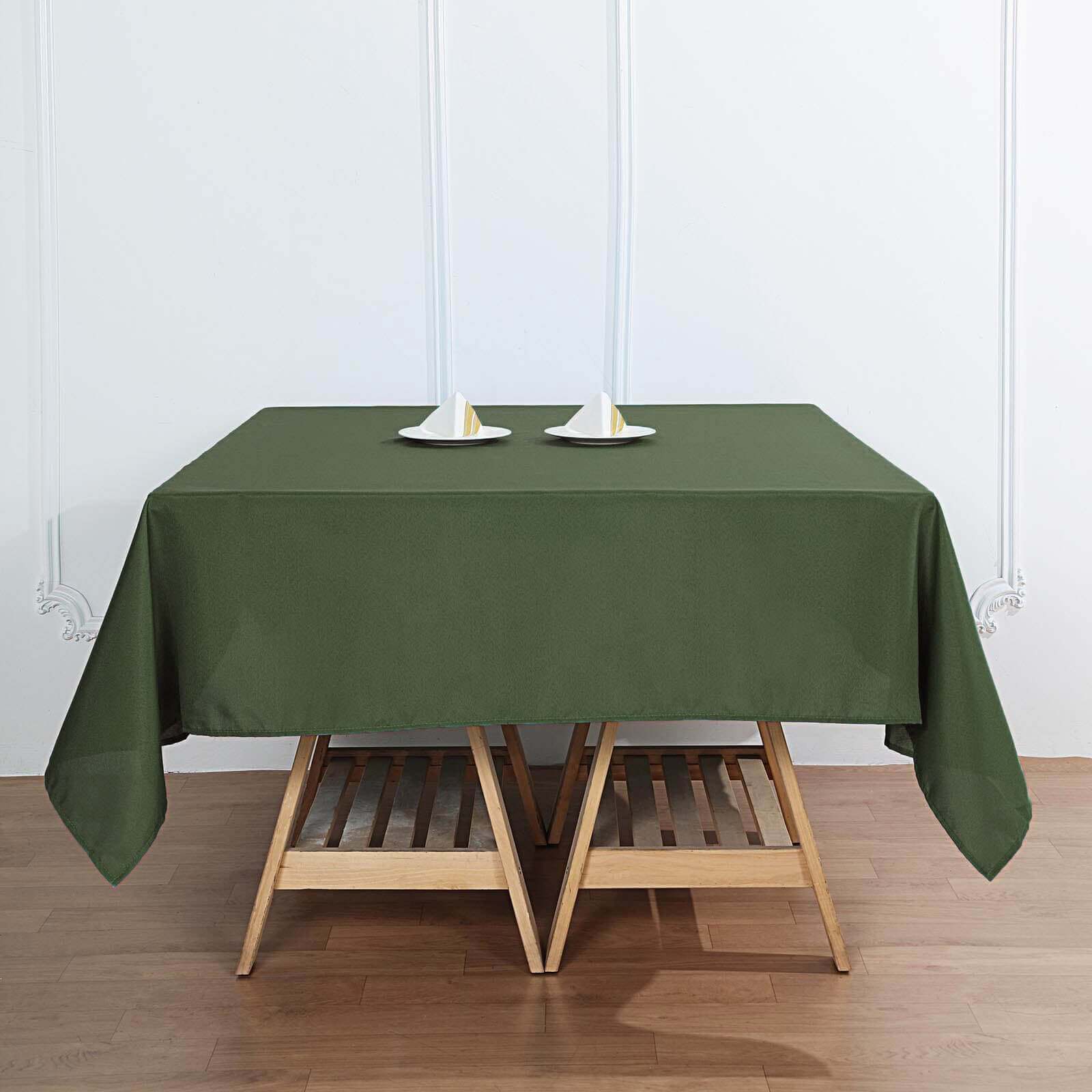 Polyester Square Table Overlay 70"x70" Olive Green - Wrinkle-Resistant Table Topper - Image 5
