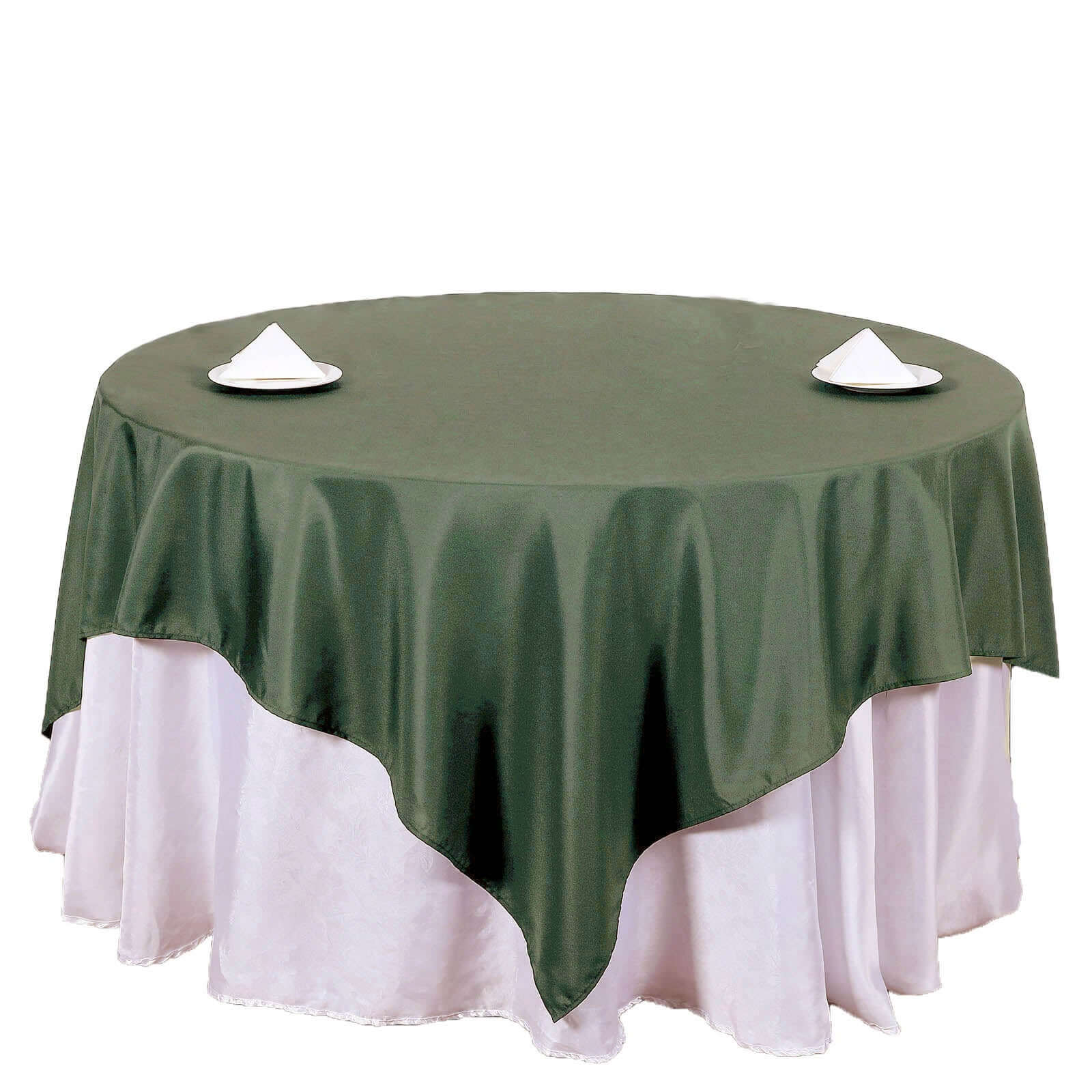 Polyester Square Table Overlay 70"x70" Olive Green - Wrinkle-Resistant Table Topper - Image 7