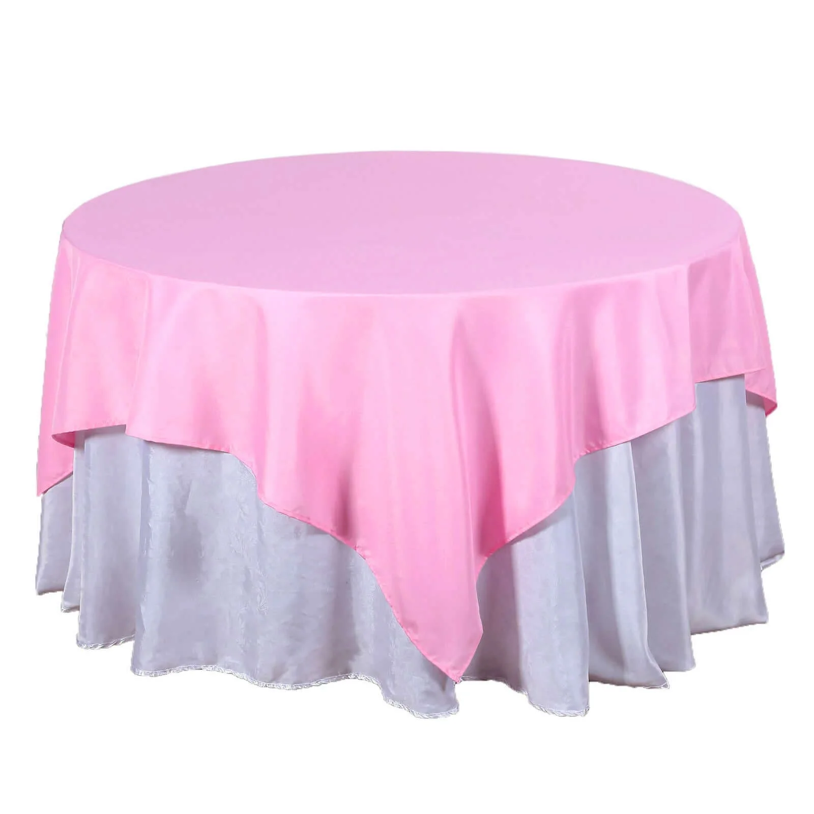 Polyester Square Table Overlay 70"x70" Pink - Wrinkle-Resistant Table Topper - Image 7