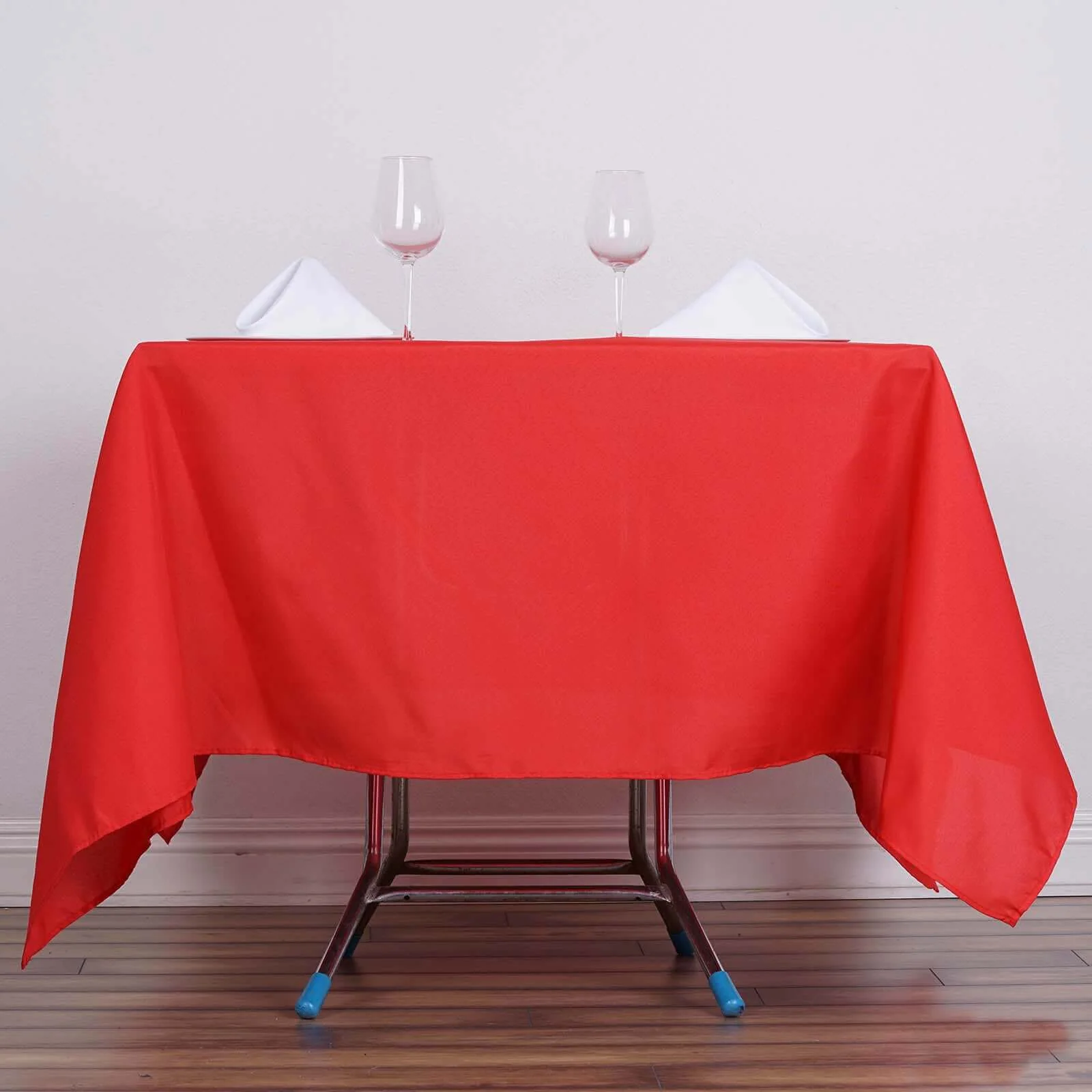 Polyester Square Table Overlay 70"x70" Red - Wrinkle-Resistant Table Topper - Image 5