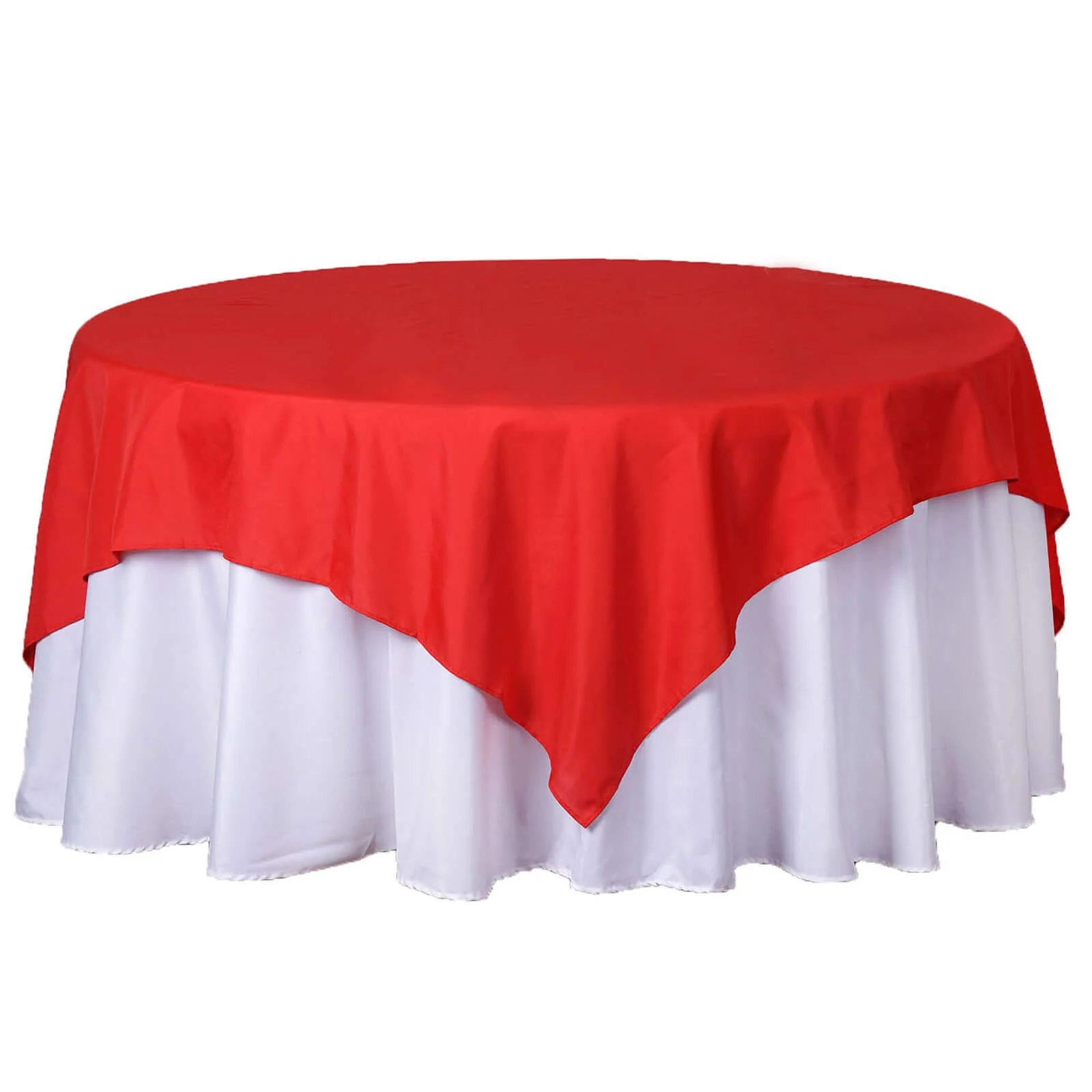 Polyester Square Table Overlay 70"x70" Red - Wrinkle-Resistant Table Topper - Image 6