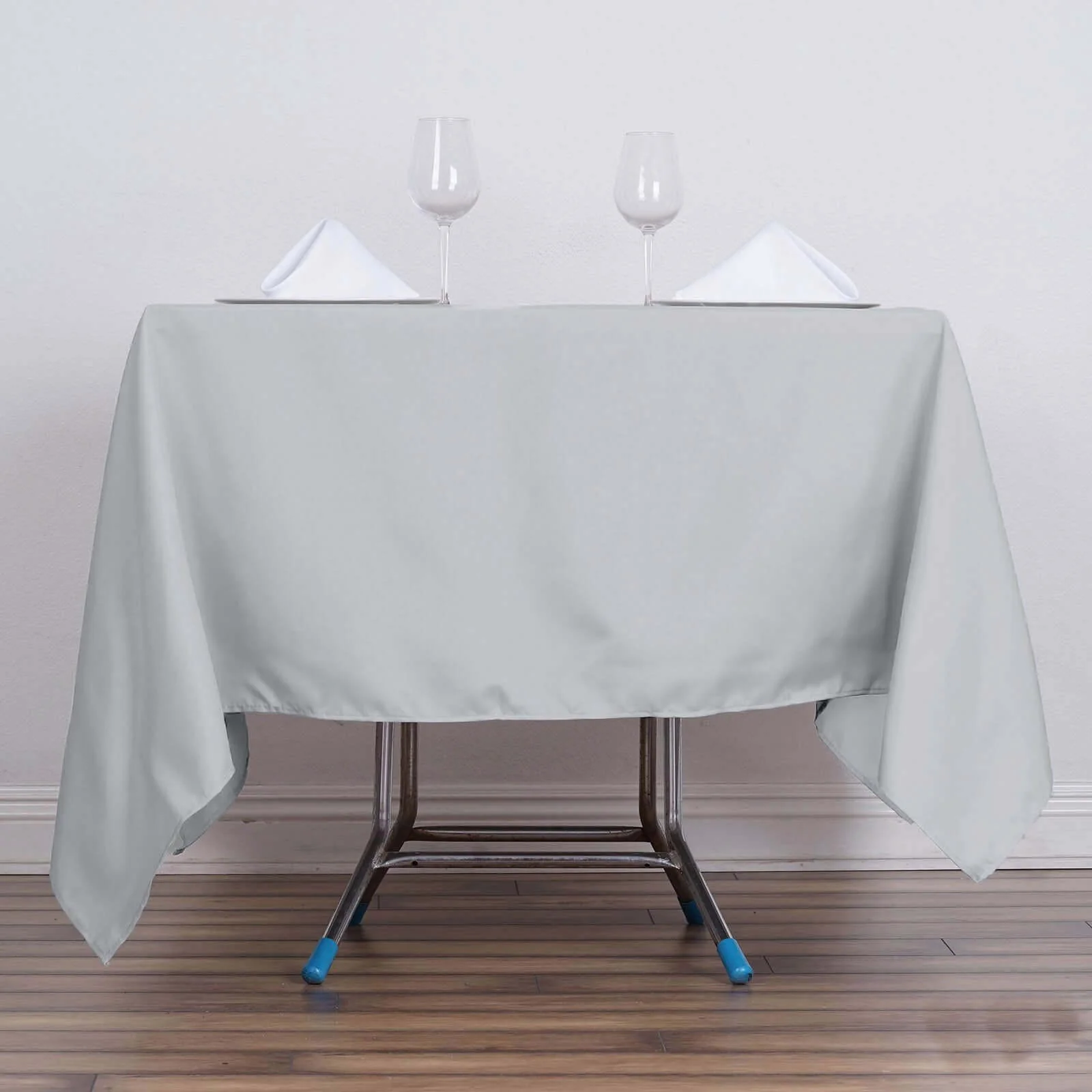 Polyester Square Table Overlay 70"x70" Silver - Wrinkle-Resistant Table Topper - Image 2