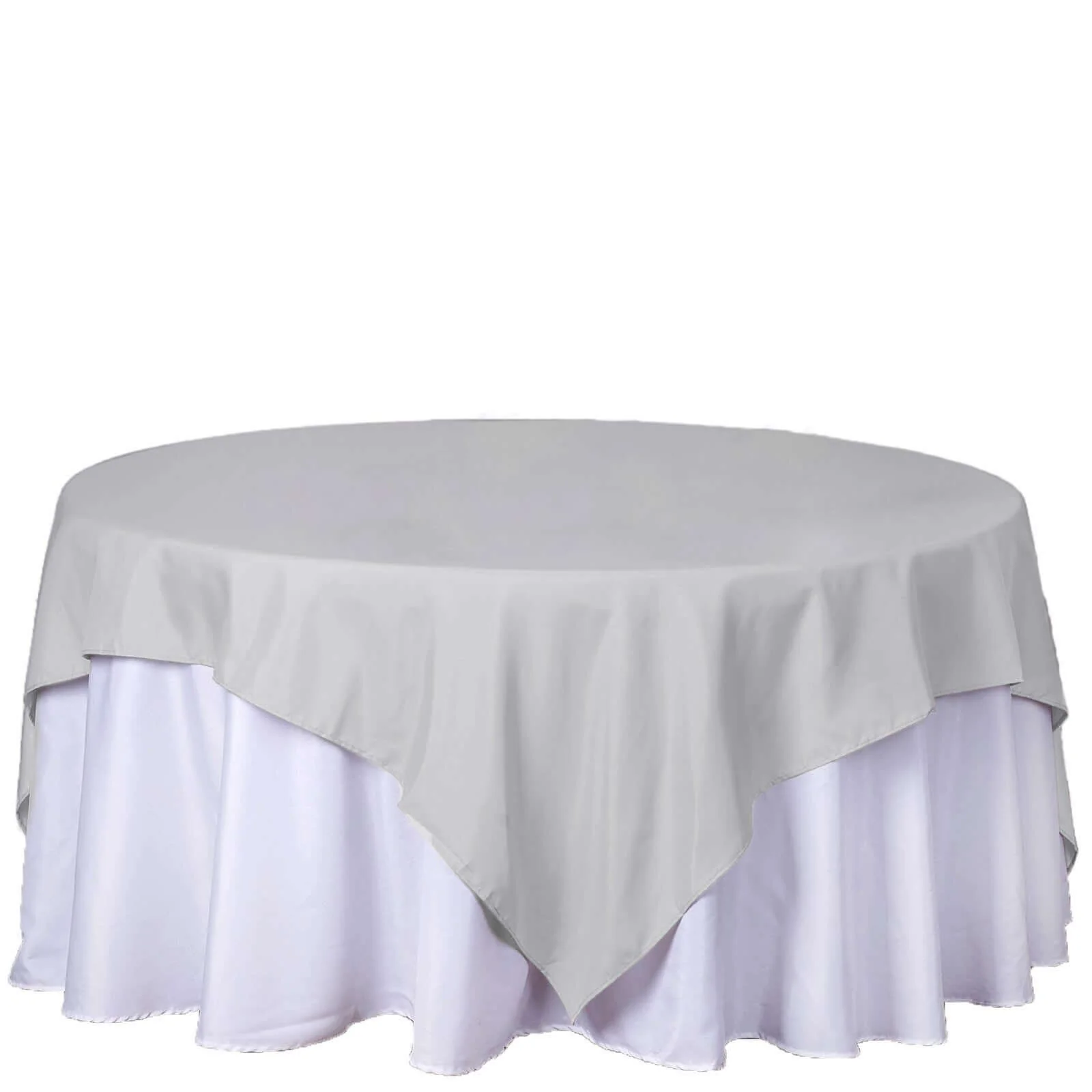 Polyester Square Table Overlay 70"x70" Silver - Wrinkle-Resistant Table Topper - Image 7