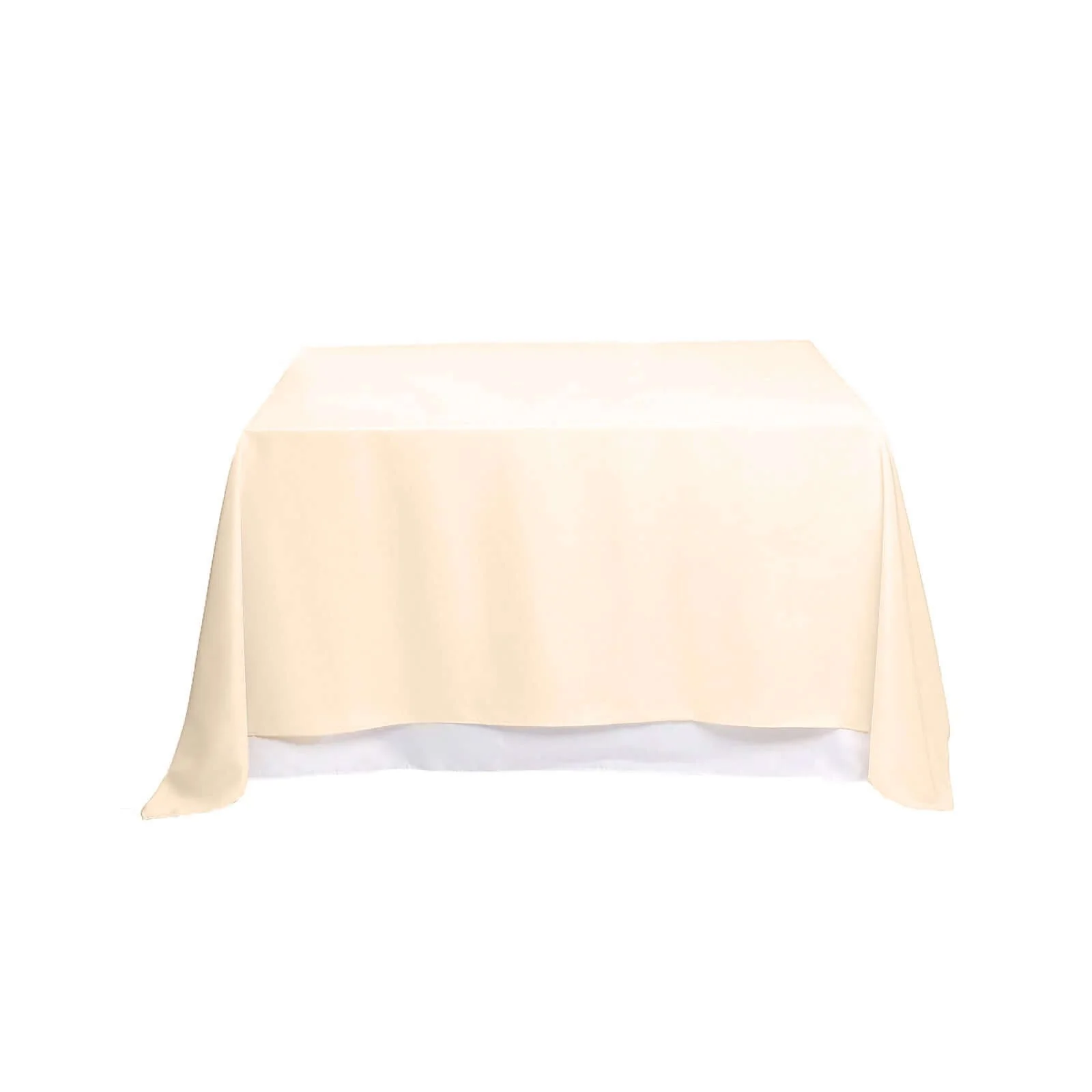 Polyester Square Table Overlay 90"x90" Beige - Wrinkle-Resistant & Durable Table Topper - Image 6