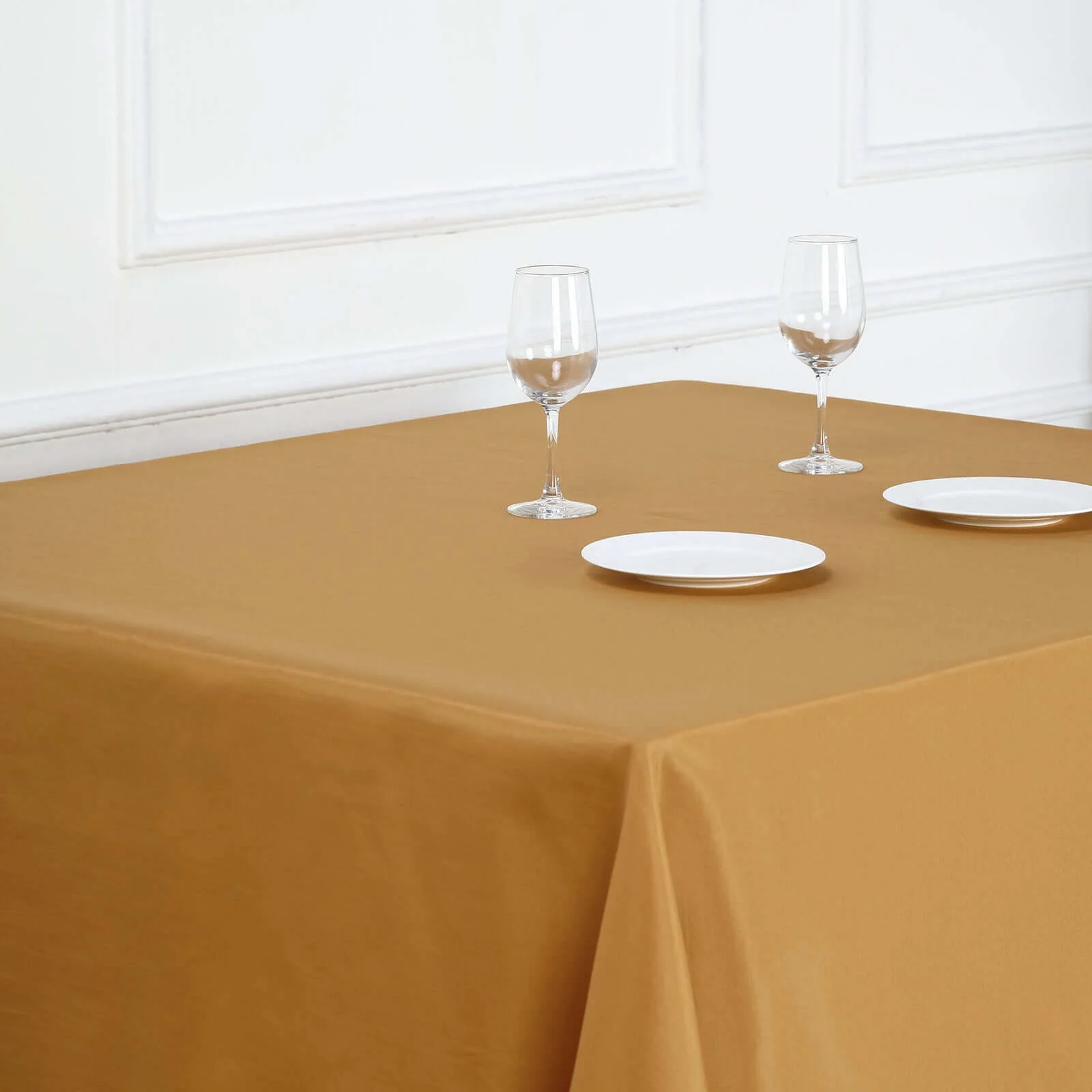 Polyester Square Table Overlay 90"x90" Gold - Wrinkle-Resistant and Durable Table Topper for Weddings & Special Occasions - Image 7
