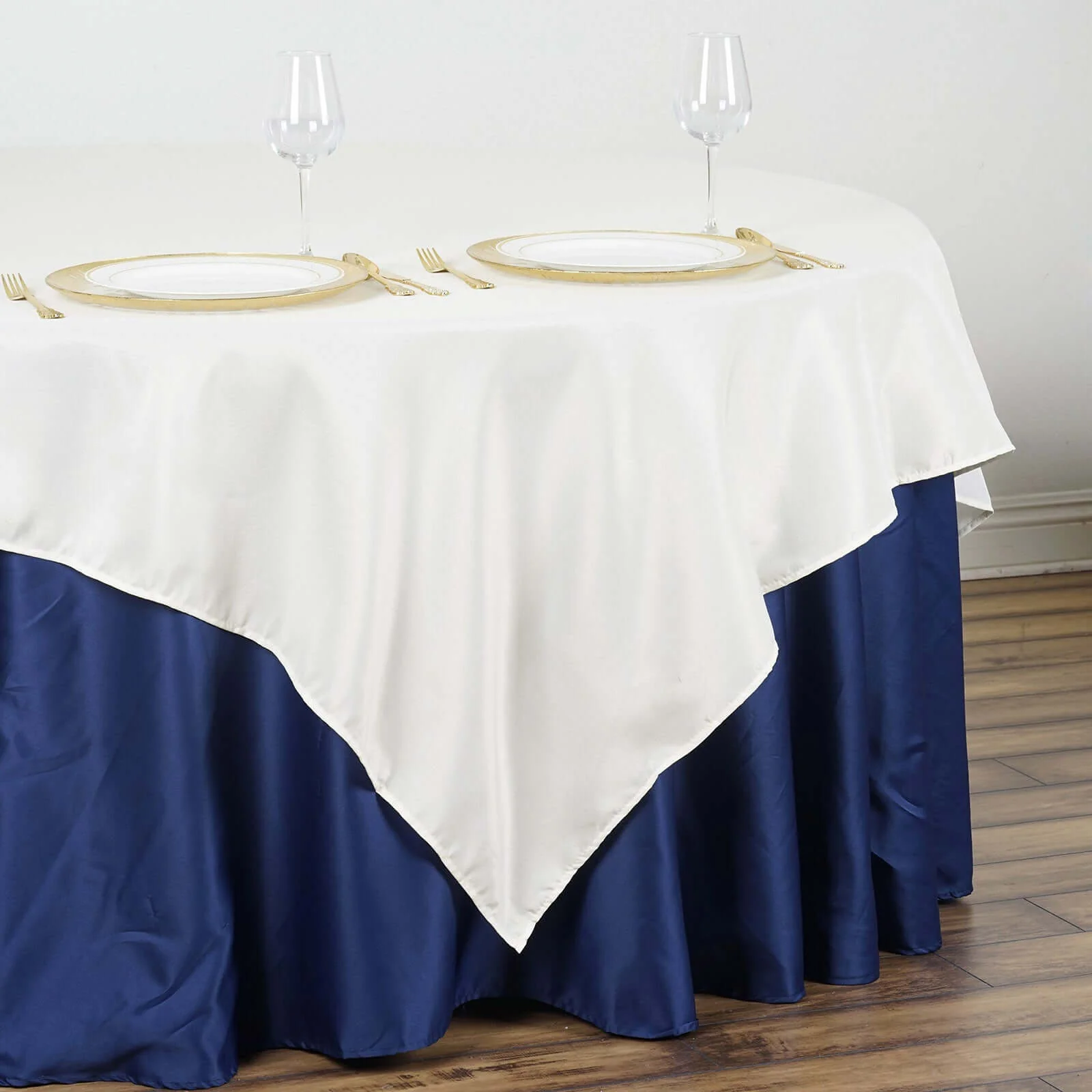 Polyester Square Table Overlay 90"x90" Ivory - Wrinkle-Resistant & Durable Table Topper - Image 2