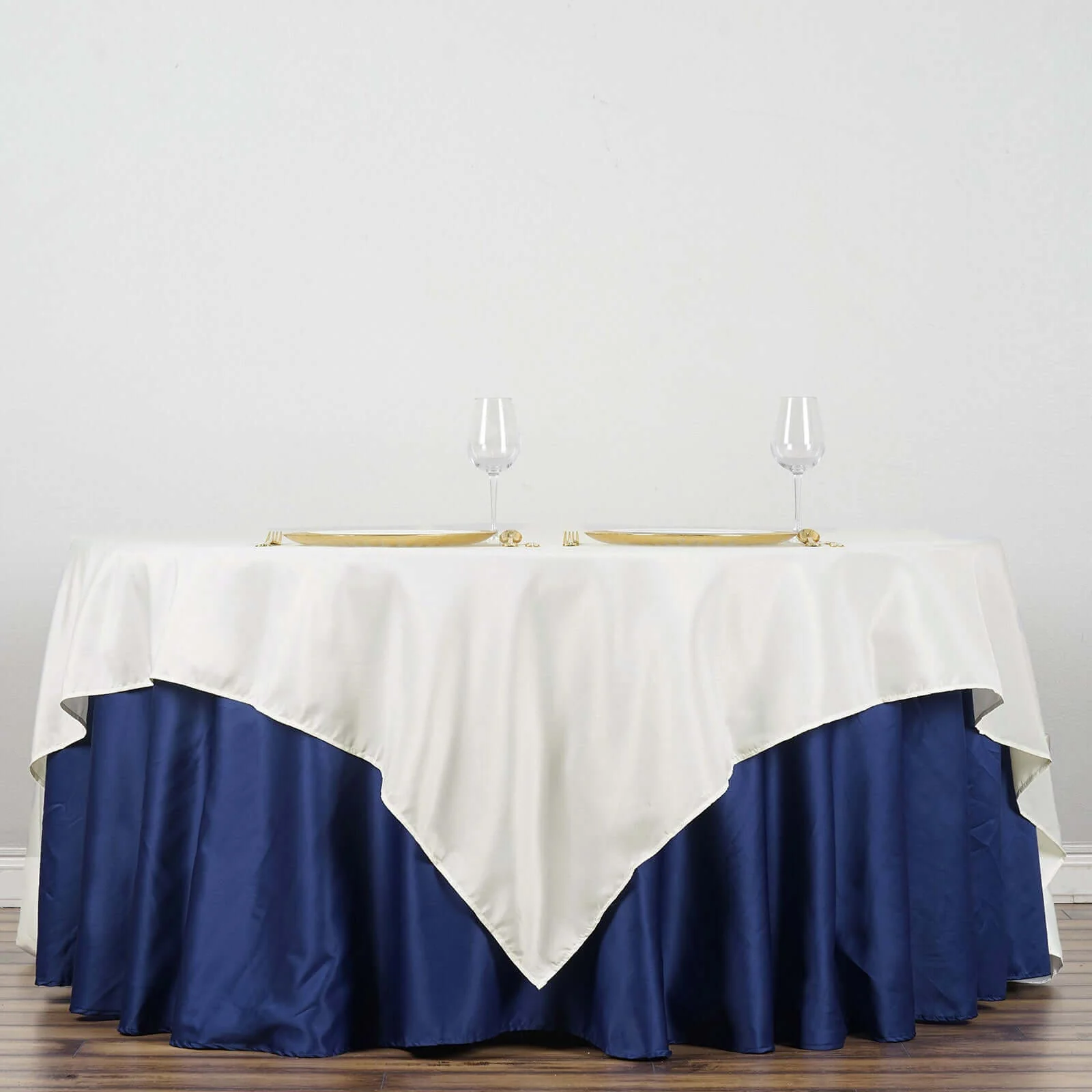 Polyester Square Table Overlay 90"x90" Ivory - Wrinkle-Resistant & Durable Table Topper - Image 3