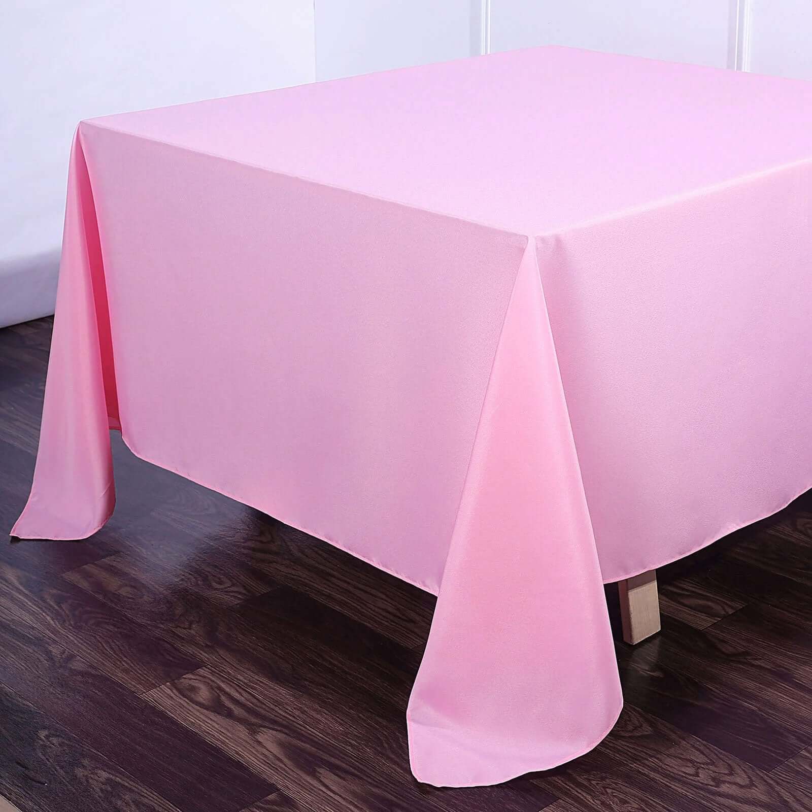 Polyester Square Table Overlay 90"x90" Pink - Wrinkle-Resistant & Durable Table Topper - Image 3