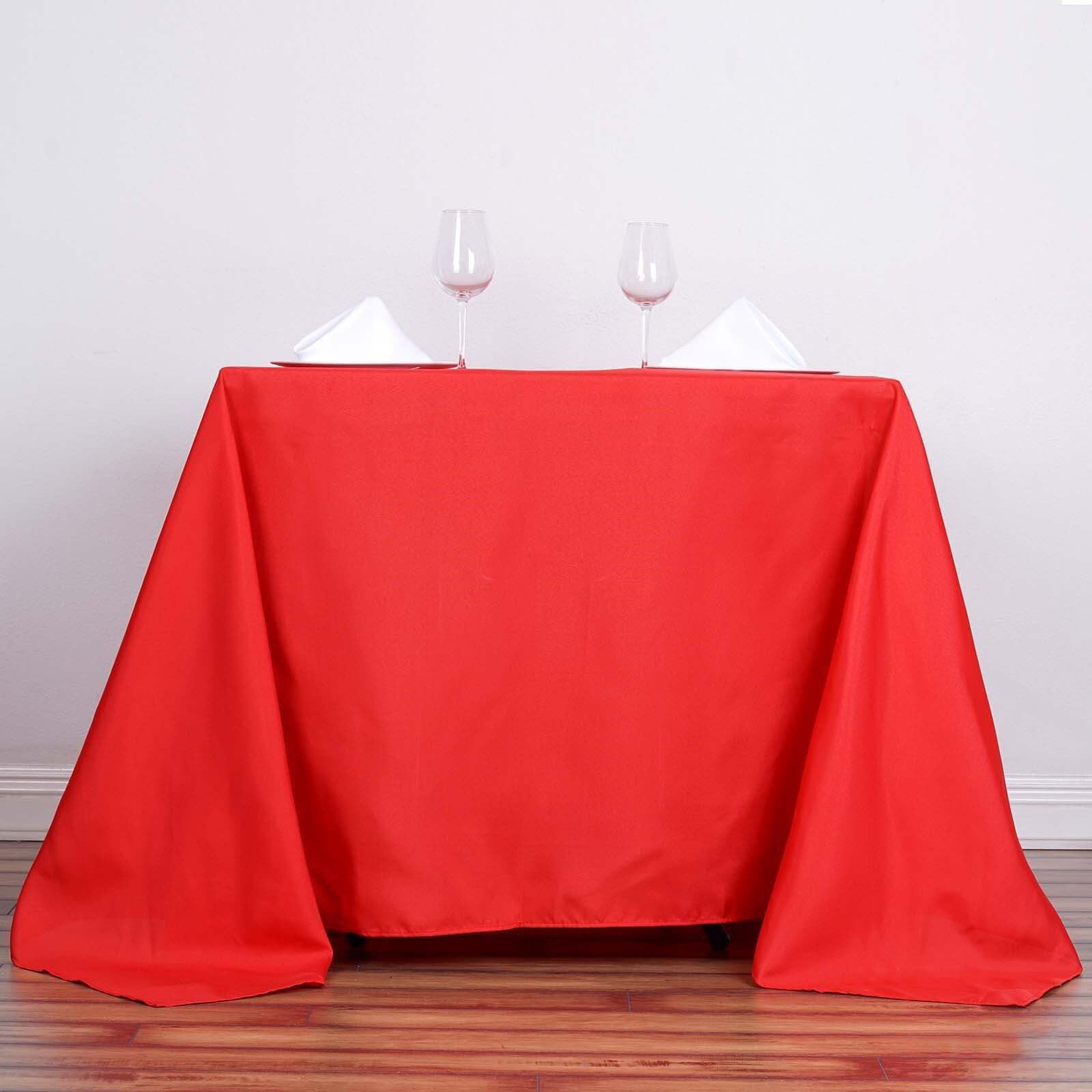 Polyester Square Table Overlay 90"x90" Red - Wrinkle-Resistant & Durable Table Topper - Image 7