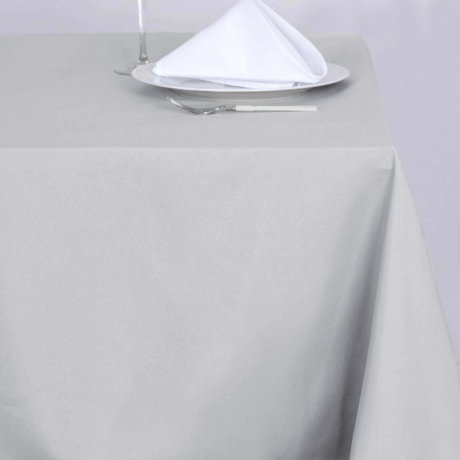 Polyester Square Table Overlay 90"x90" Silver - Wrinkle-Resistant & Durable Table Topper - Image 5