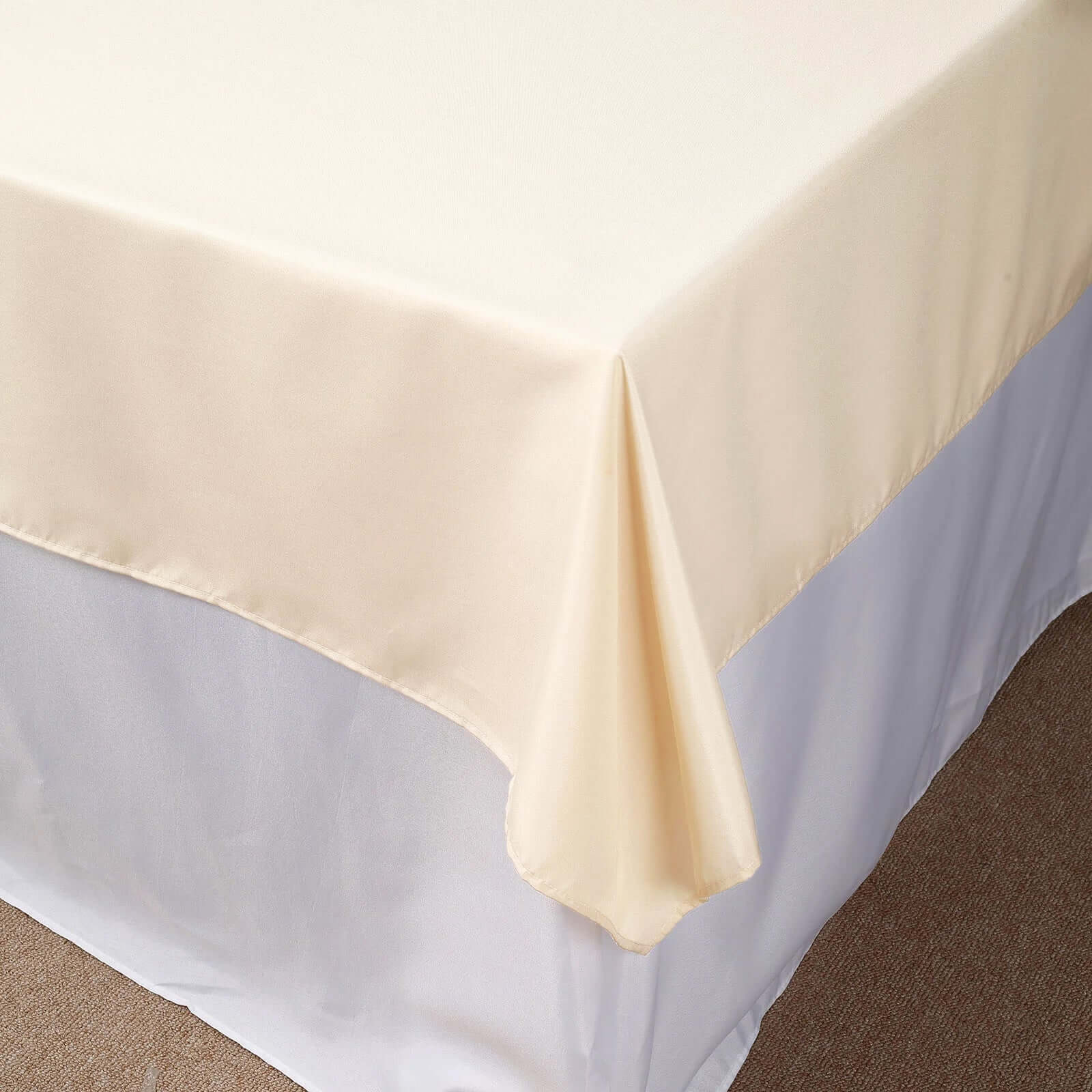 Polyester Square Tablecloth 54"x54" Beige - Wrinkle-Resistant Table Cover - Image 6