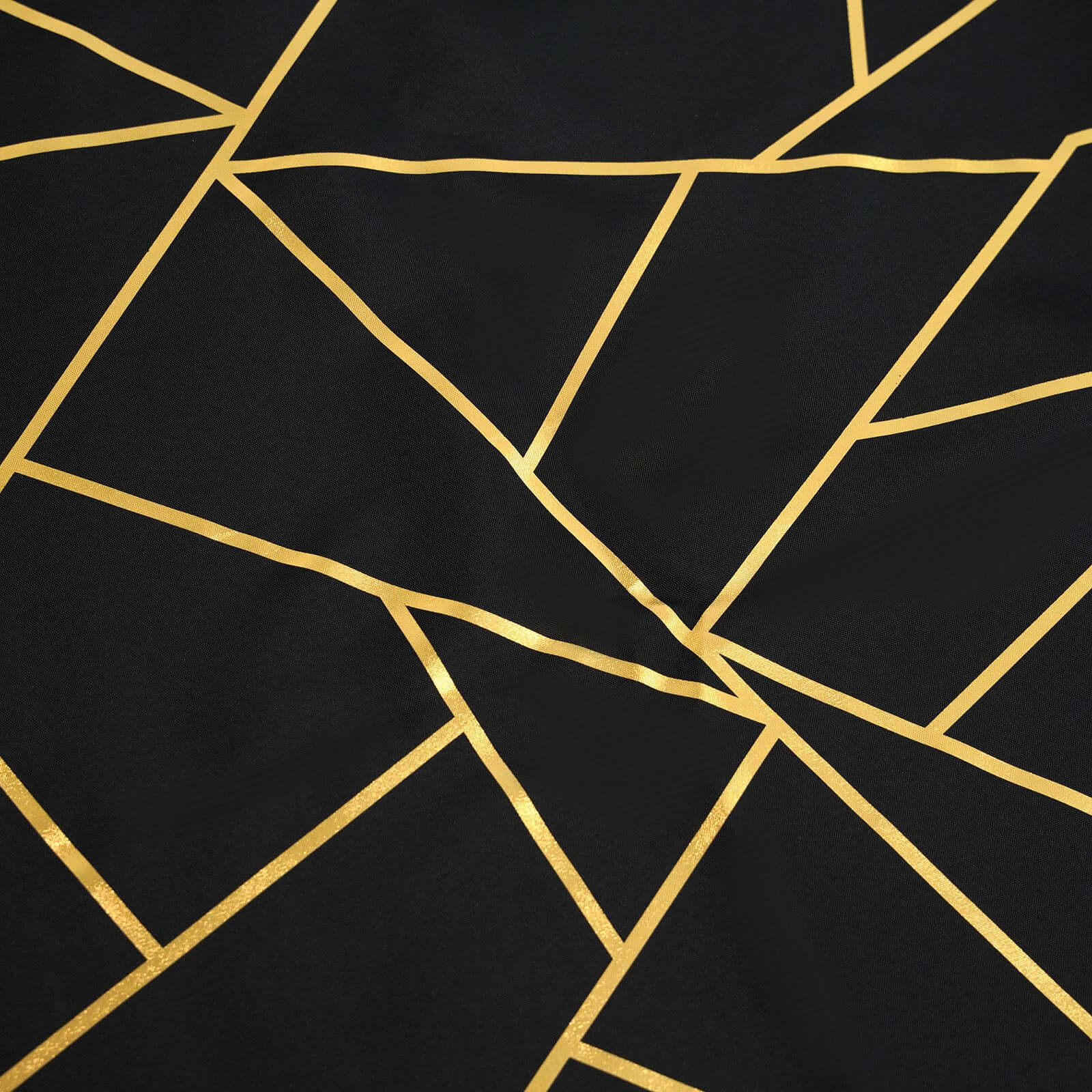 Polyester Square Tablecloth 54"x54" Black with Gold Foil Geometric Pattern - Wrinkle-Resistant and Durable Table Cover for Classy Weddings & Events - Image 8